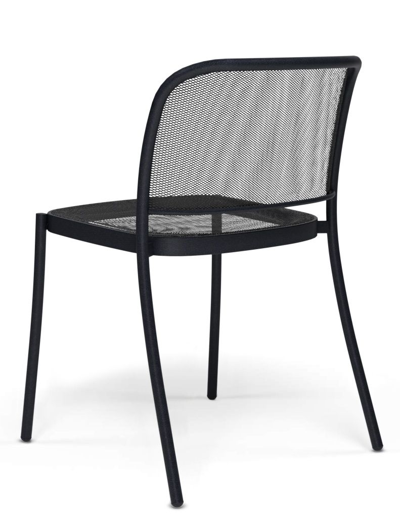 Schwarzer Cafè Chair Stuhl von Emu für den Außenbereich, Rückansicht mit Netzstruktur.