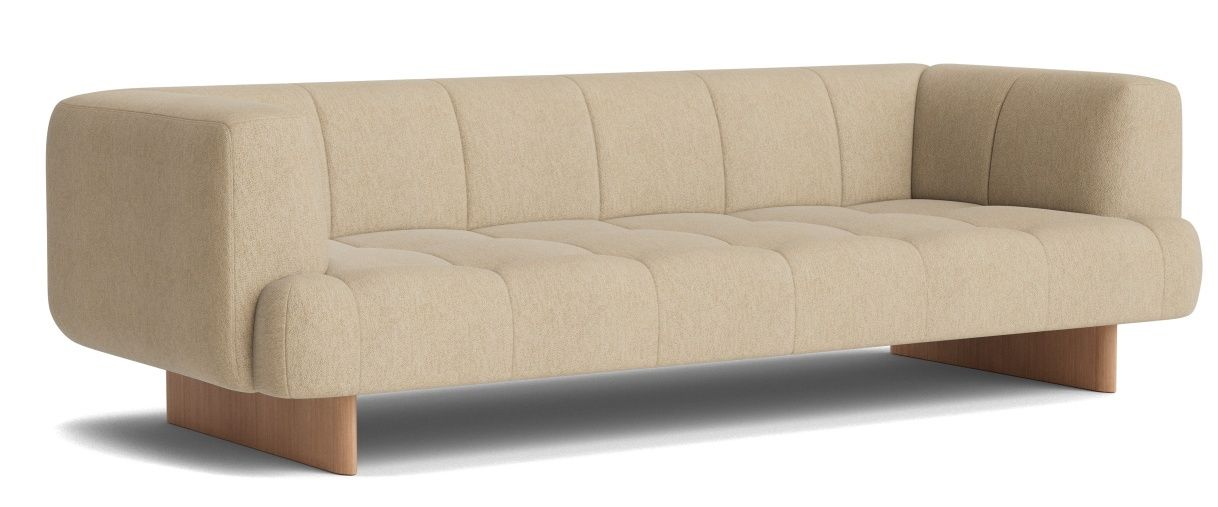 Beiges Quilton Sofa 3-Sitzer von Hay mit Polsterung und Holzfüßen für Wohnzimmer und Lounge.