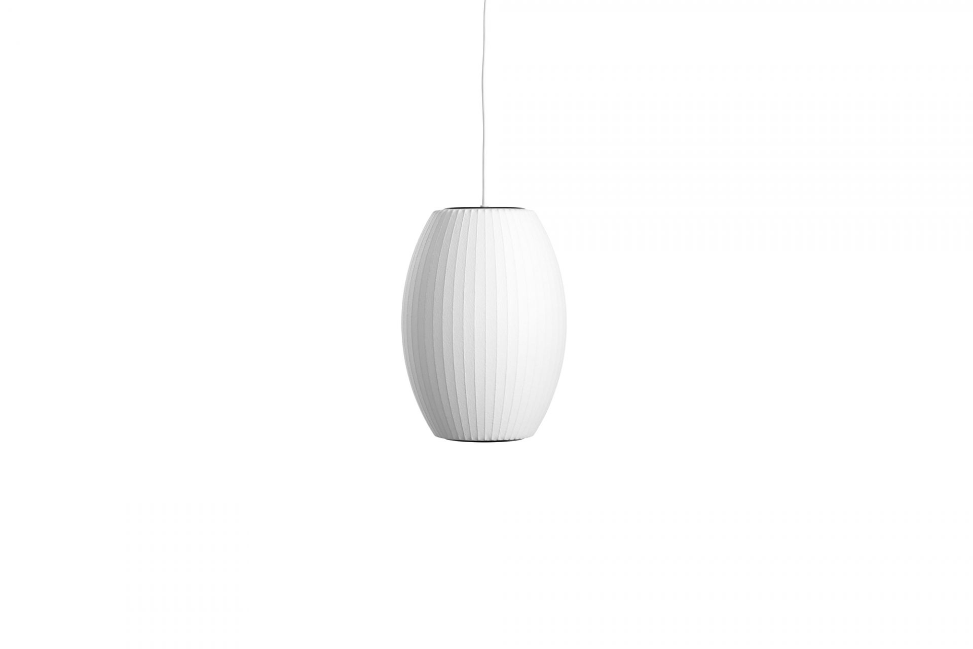 Weiße Nelson Cigar Bubble Pendelleuchte von Hay, moderne Hängeleuchte für Wohnzimmer und Esszimmer.