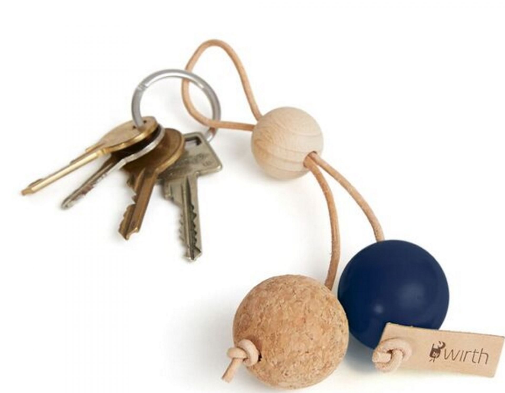 Key Sphere sleutelhanger naturel/donkerblauw by Wirth UNIEK STUK