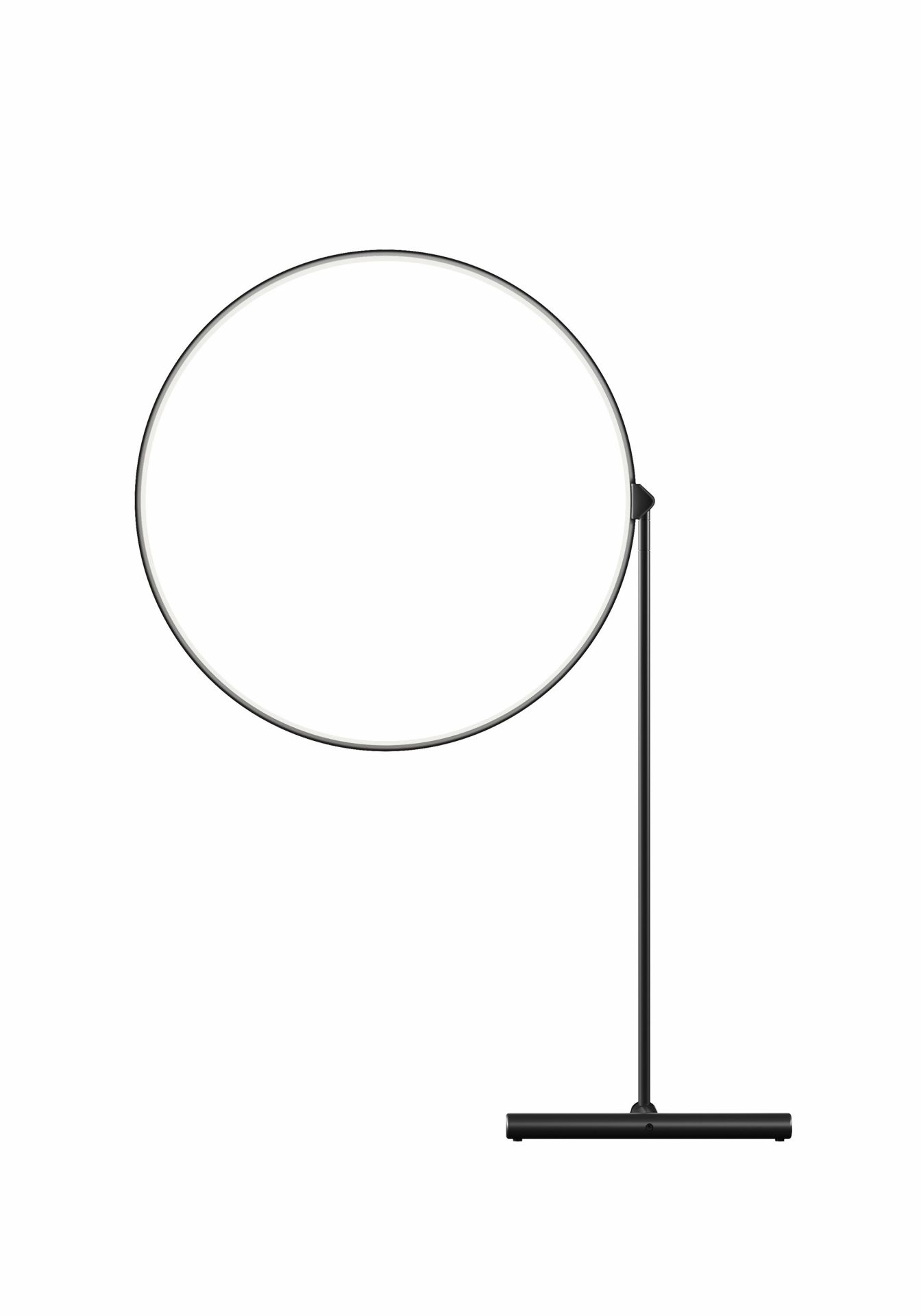 Schwarze Poise Tischleuchte von Kdln mit rundem, dimmbarem LED-Licht und minimalistischem Design.