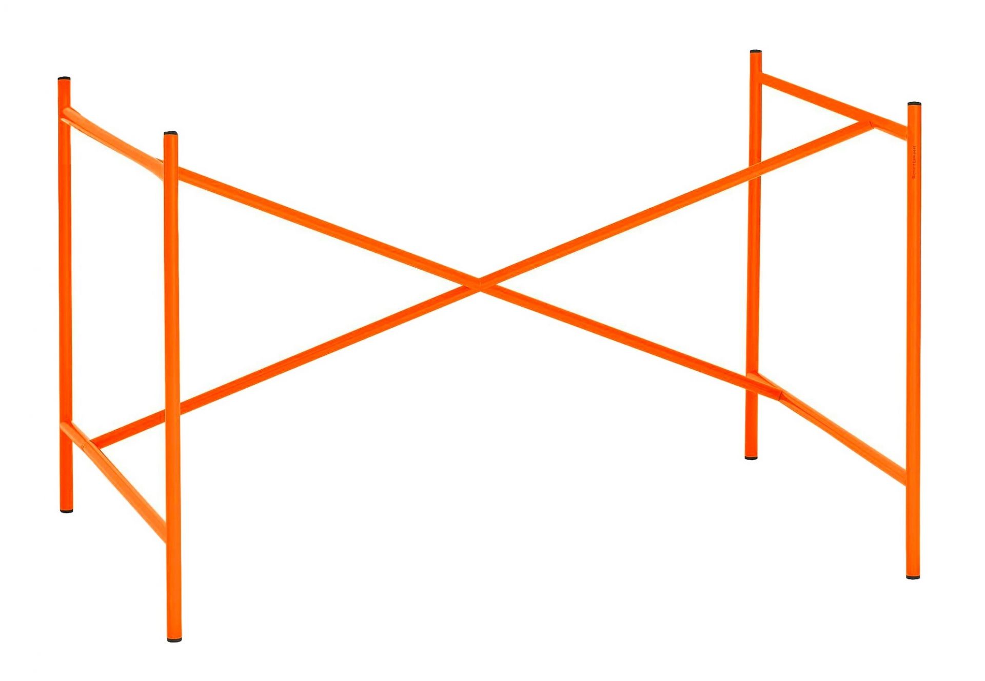 Orangefarbenes Eiermann Tischgestell mit mittigen Kreuzstreben von Richard Lampert, B 110 cm.