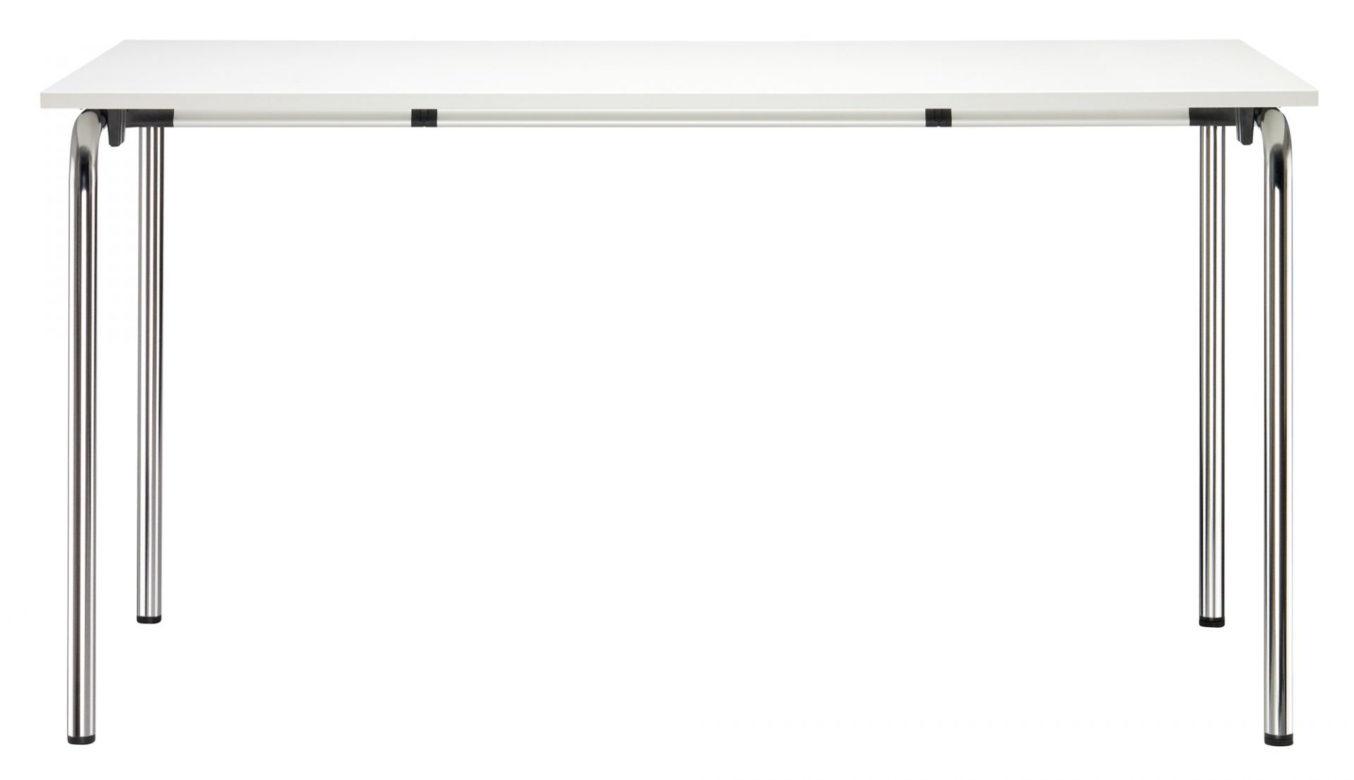 Weißer S 1196 Klapptisch von Thonet mit verchromtem Stahlrohrgestell, ideal für Konferenzräume und Büros.