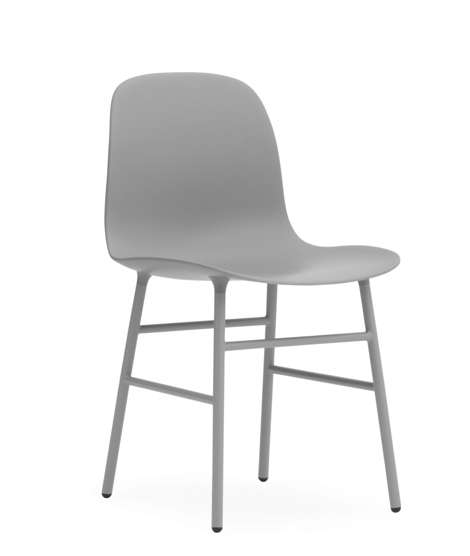 Grauer Form Chair Stuhl von Normann Copenhagen mit minimalistischem Design und Stahlbeinen.