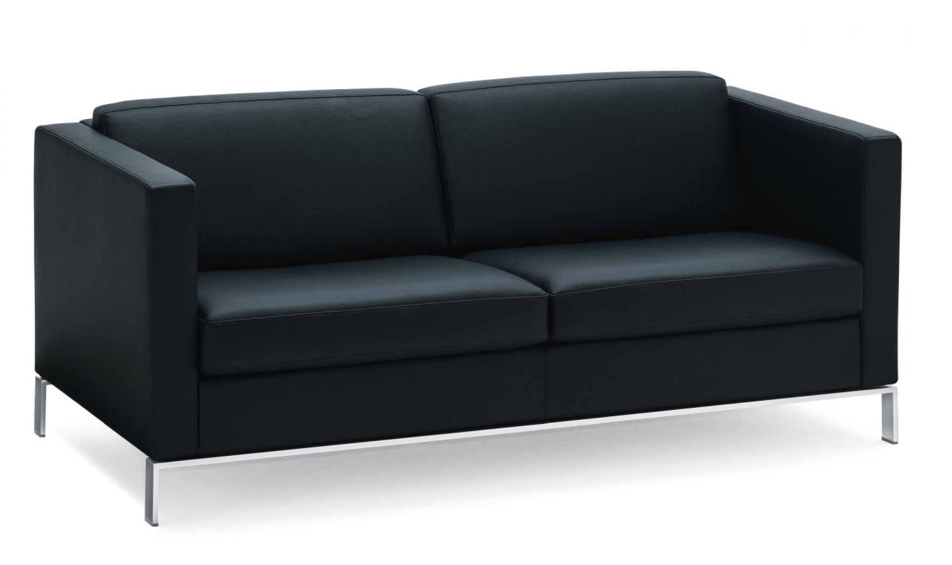 Schwarzes FOSTER 500 Sofa von Walter Knoll mit Lederbezug und silbernen Füßen. Modernes Design.