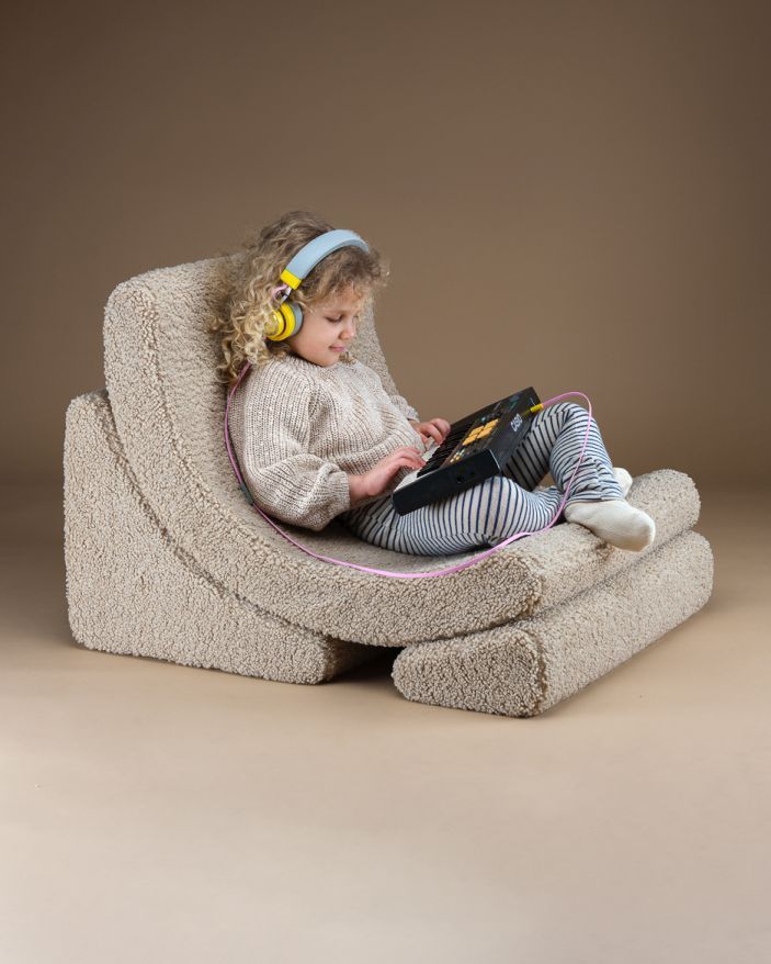 Mond kinderfauteuil Teddy-stof Wigiwama