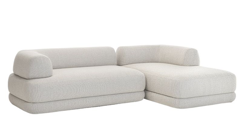 Helles Bumper Sofa mit Chaiselongue von Zanotta: Moderne Wohnlandschaft für Ihr Zuhause.