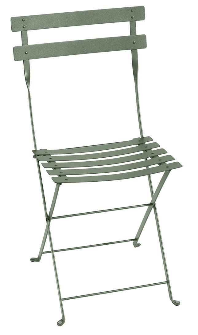 Bistro Gartenstuhl aus Metall in Kaktusgrün, ein klappbarer Outdoor Stuhl für Garten und Balkon.