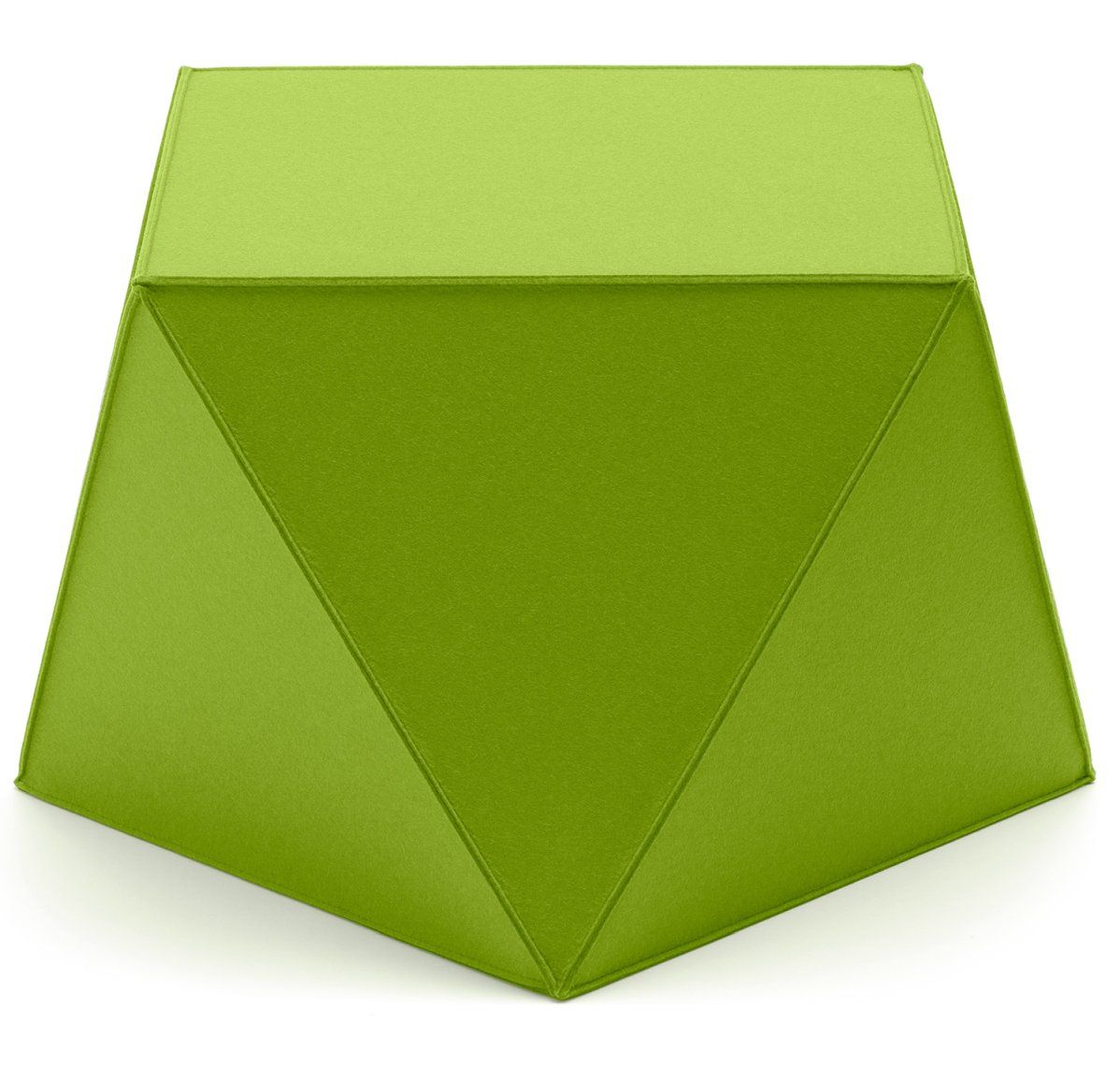 Grüner Diamond Sitzhocker von HEY-SIGN by BWF Group, moderner Filzhocker in geometrischer Form.