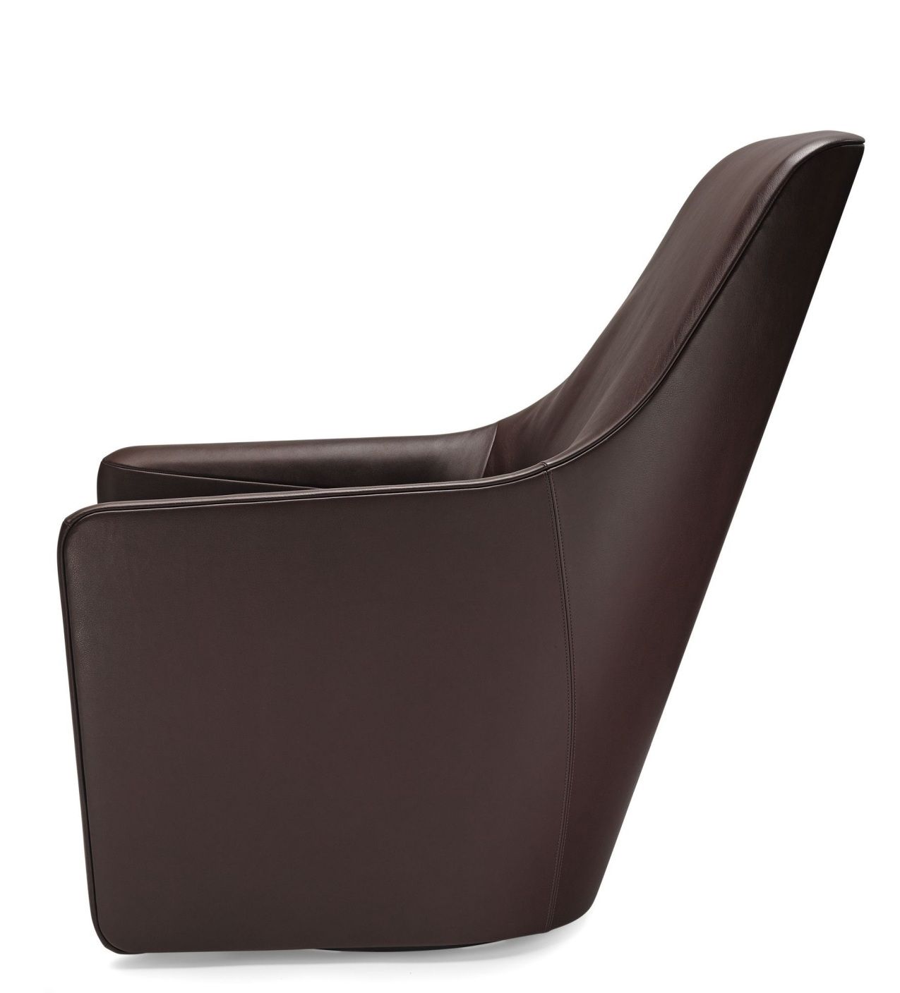 Brauner 520 Foster Sessel von Walter Knoll, Ledersessel im modernen Design, Seitenansicht.