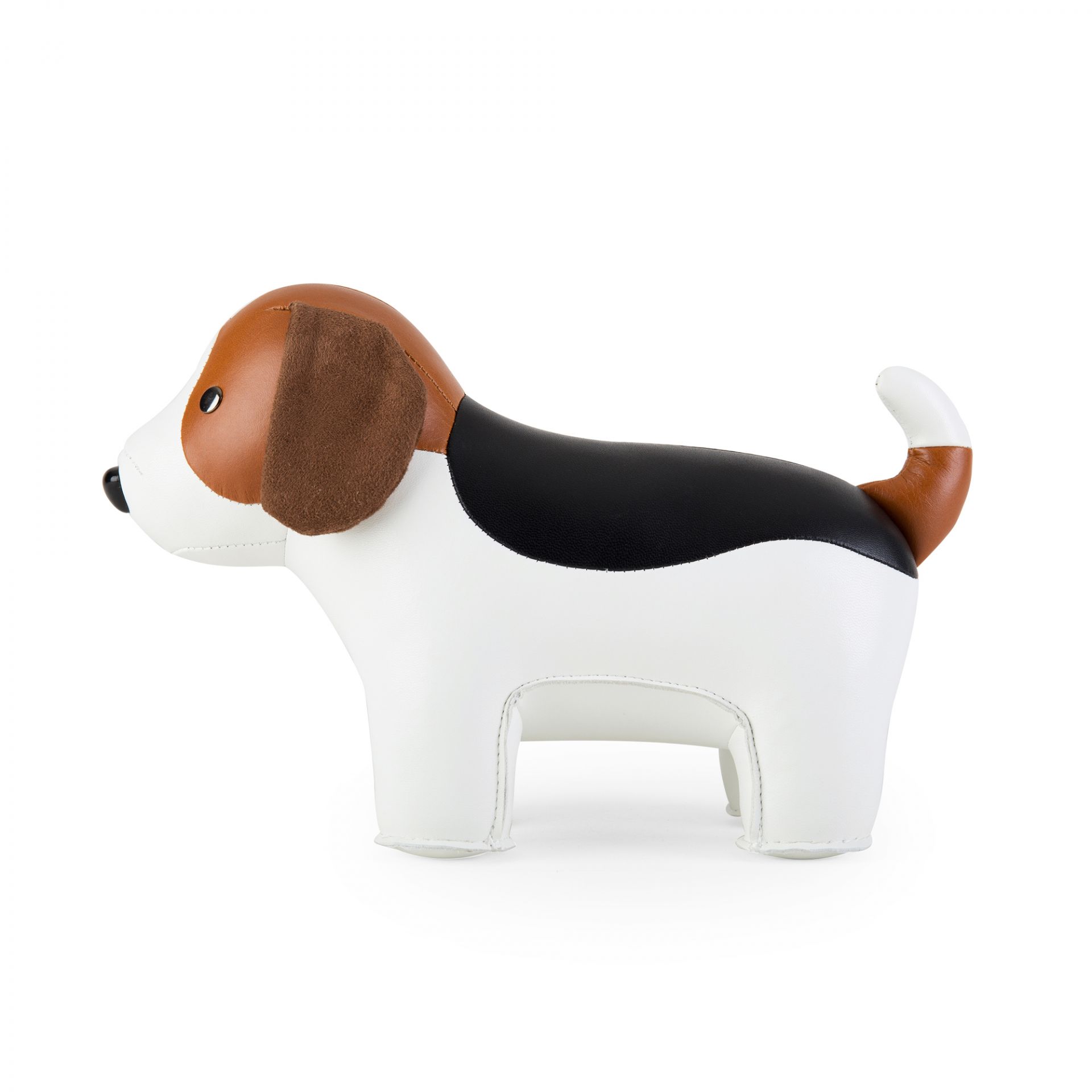 Züny Buchstütze Beagle, weiß und braun, in Hundeform. Dekorative Buchstütze für Kinderzimmer und Wohnbereich.