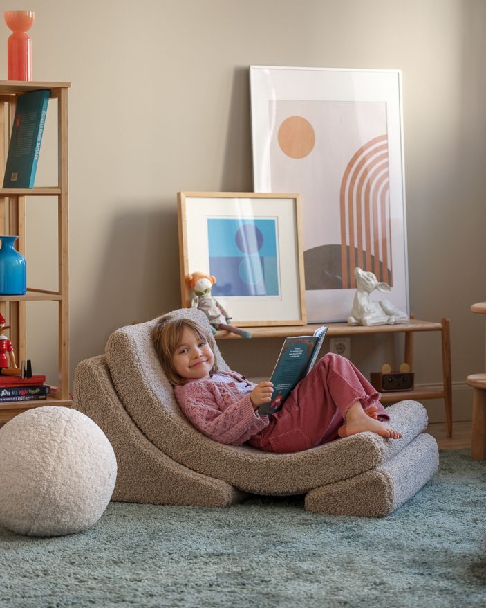 Mond kinderfauteuil Teddy-stof Wigiwama