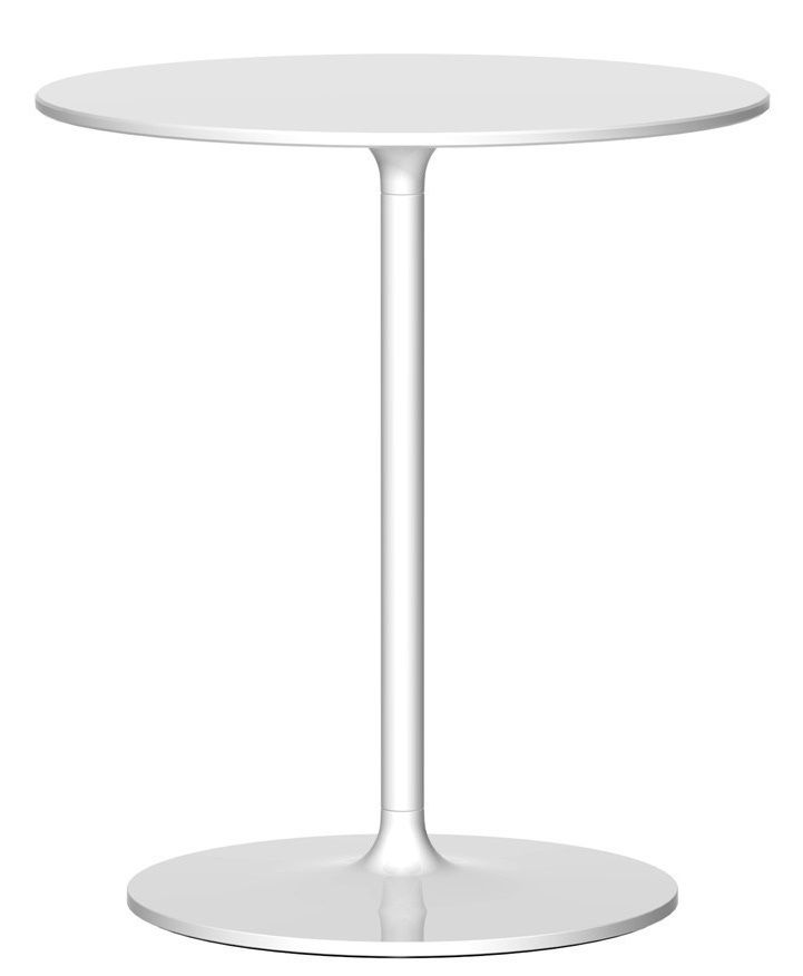 Poppy Beistelltisch von Rexite, runder, weißer Tisch mit zentralem Fuß für modernes Wohnen.