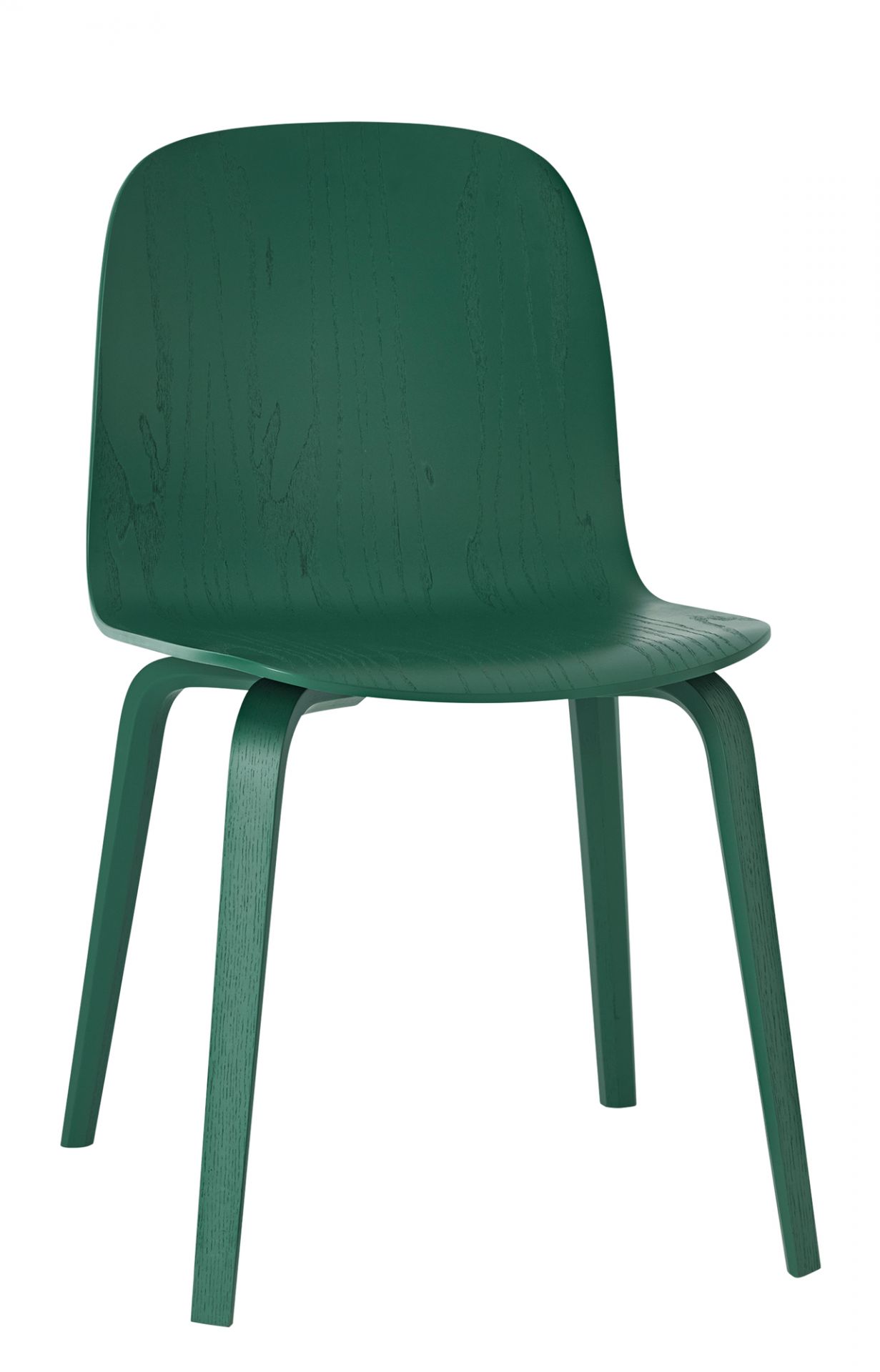 Grüner Visu Chair von Muuto mit Holzbeinen, moderner Holzstuhl für Esszimmer und Büro.