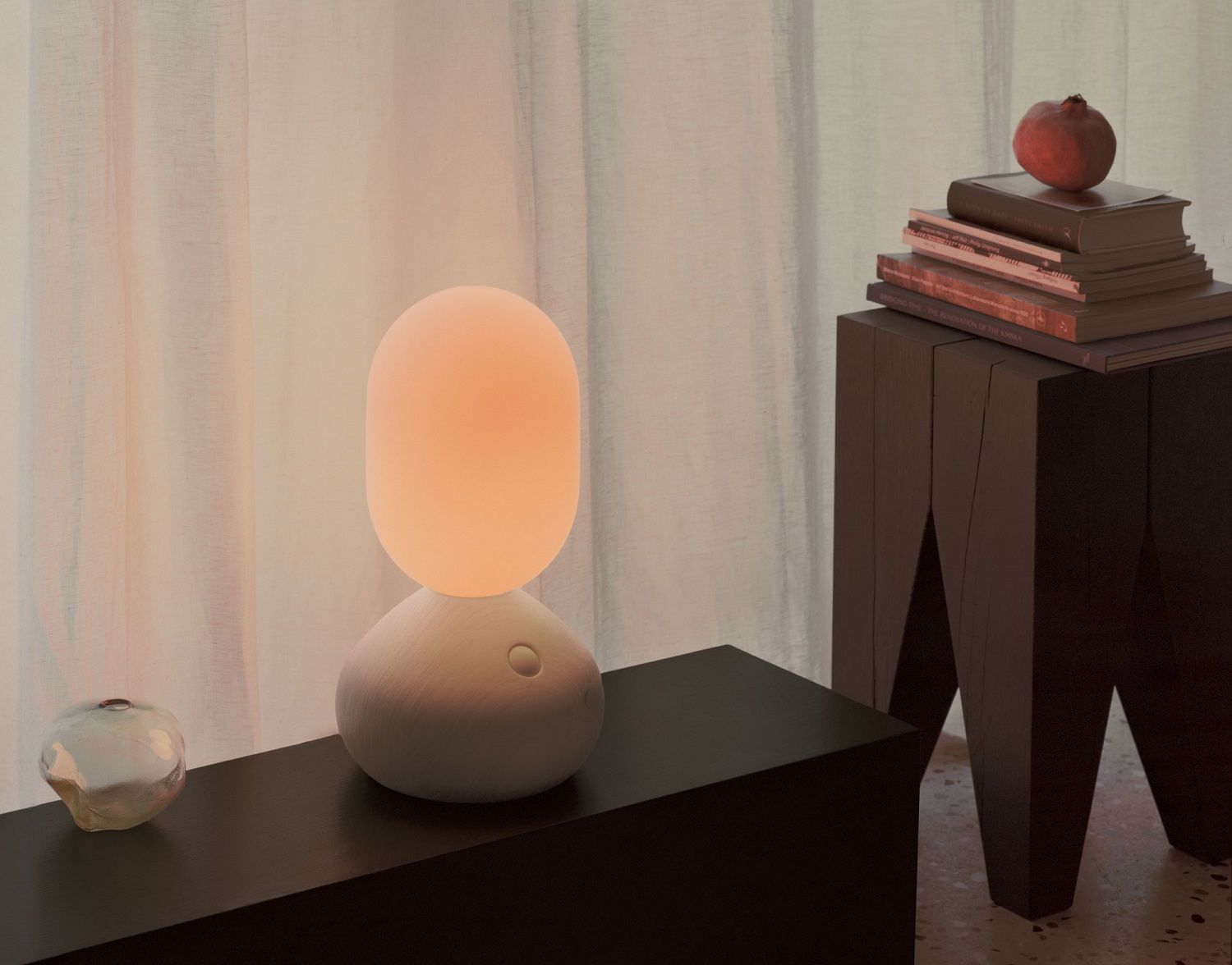 Sun Home Lichtskulptur Tischleuchte in Grau: Moderne Lampe für Nachttisch oder Wohnzimmer, warmes Licht.