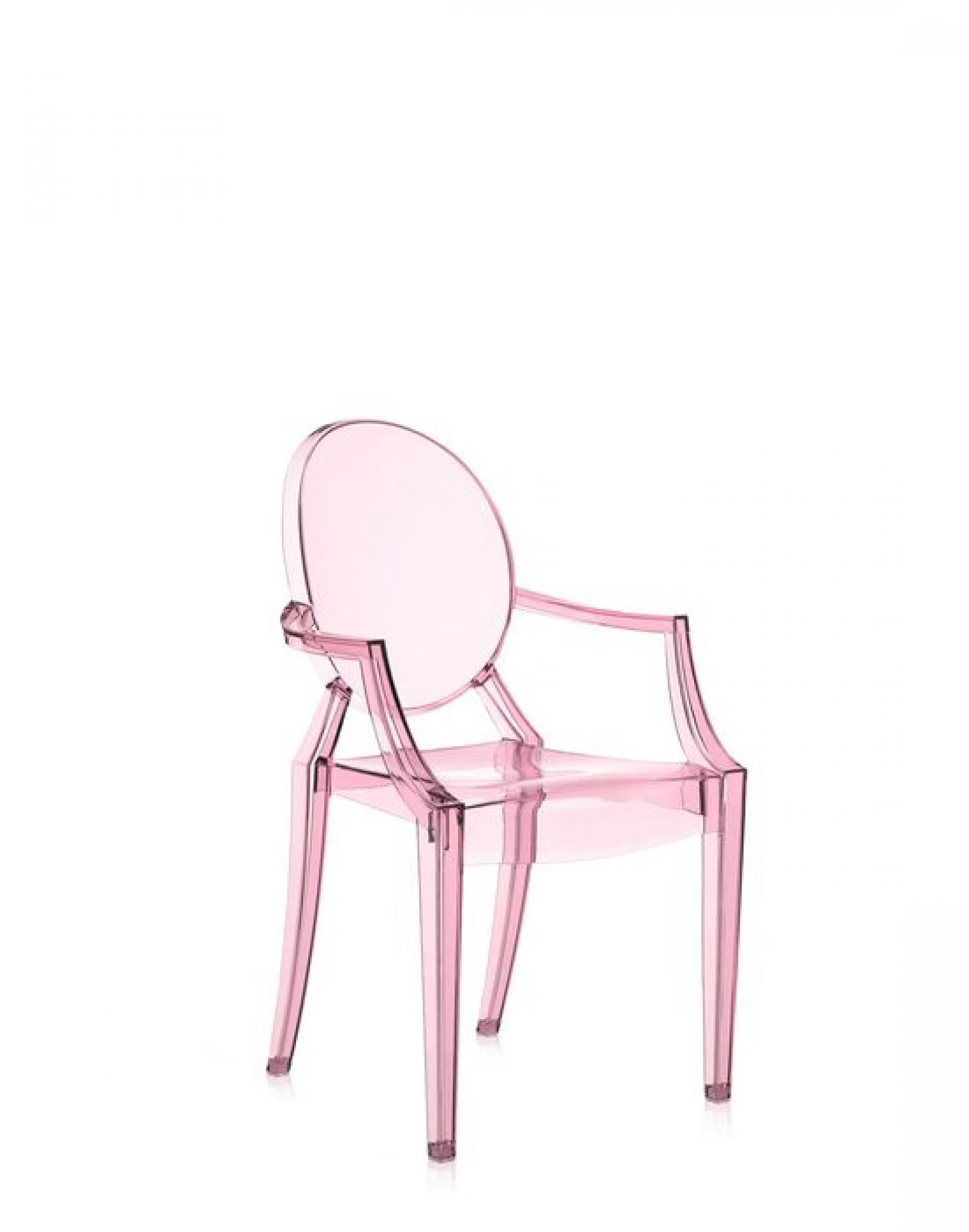 Lou Lou Ghost Kinderstuhl von Kartell, transparenter Design-Stuhl aus Polycarbonat in Rosa.
