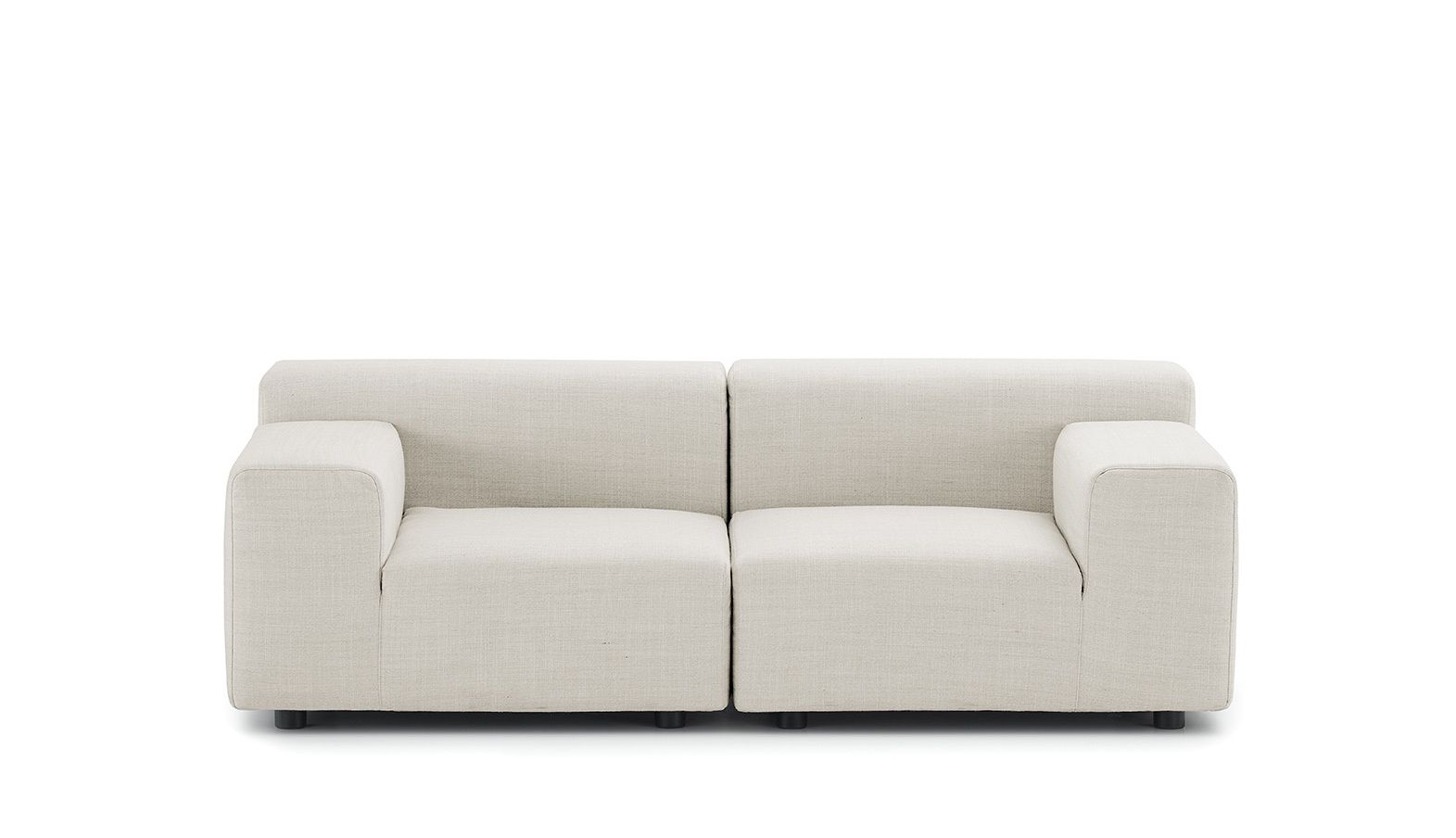 Beiges Kartell 2-Sitzer Outdoor Sofa aus Kunststoff, moderne Gartenmöbel für Terrasse und Balkon.