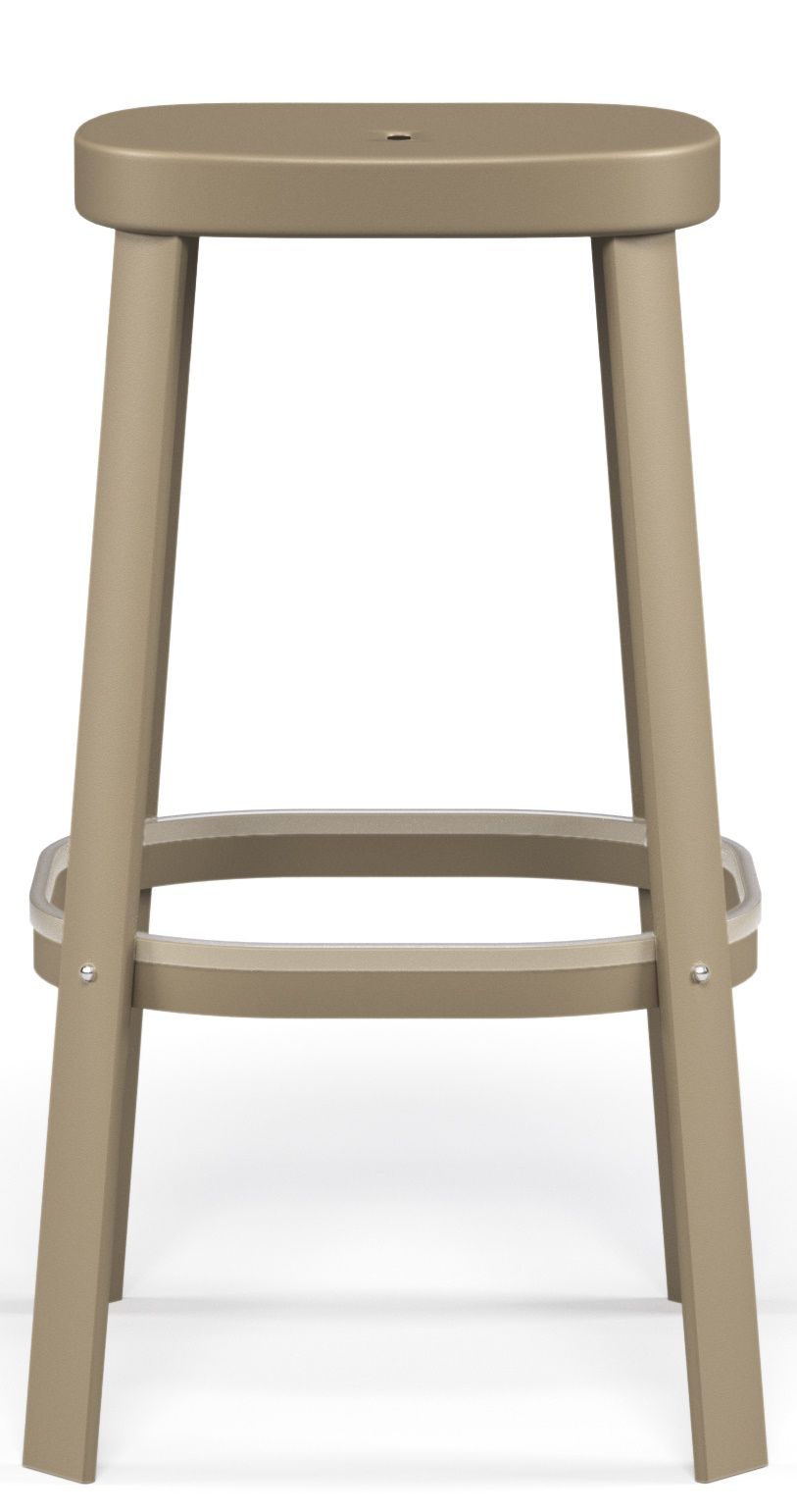 Thor Barstool Barhocker von Emu, Outdoor-Möbel aus Metall in Taupe, moderne Sitzgelegenheit für Garten und Terrasse.