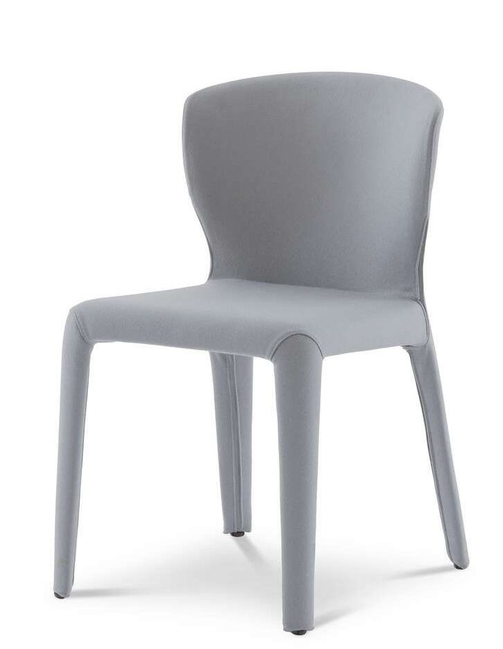 Grauer 369 Hola Stuhl von Cassina: Moderner Designstuhl mit Stoffbezug und minimalistischem Stil für Esszimmer und Wohnbereich.