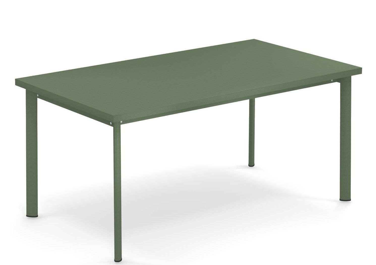 Star Tisch Outdoor Emu, rechteckiger Gartentisch aus Metall in Olivgrün für den Außenbereich.