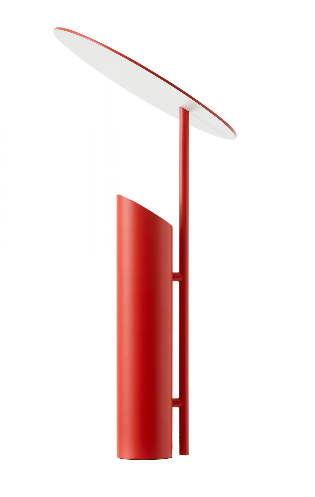 Reflect Tischleuchte von Verpan in Matt Rot: Moderne Designlampe mit zylindrischem Fuß.