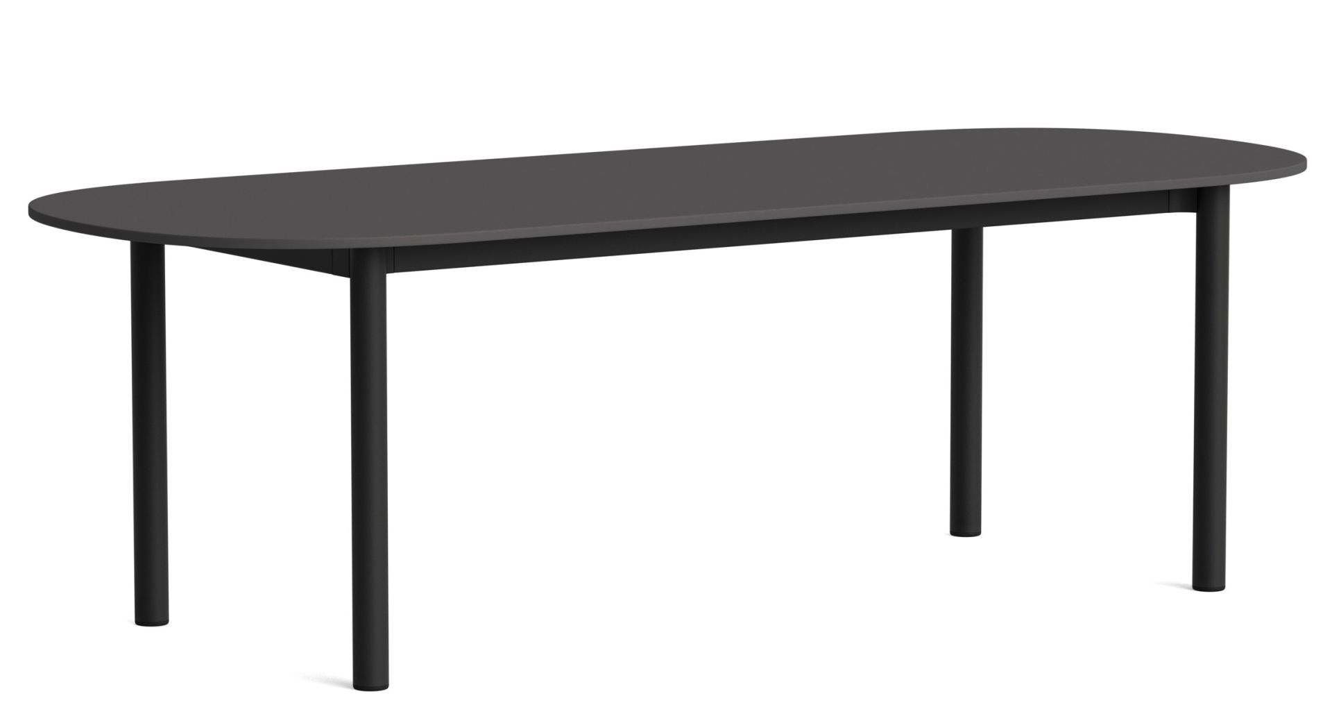 Annex Table von Hay: Ovaler Esstisch in Anthrazit mit schlanken, schwarzen Beinen für Esszimmer und Küche.