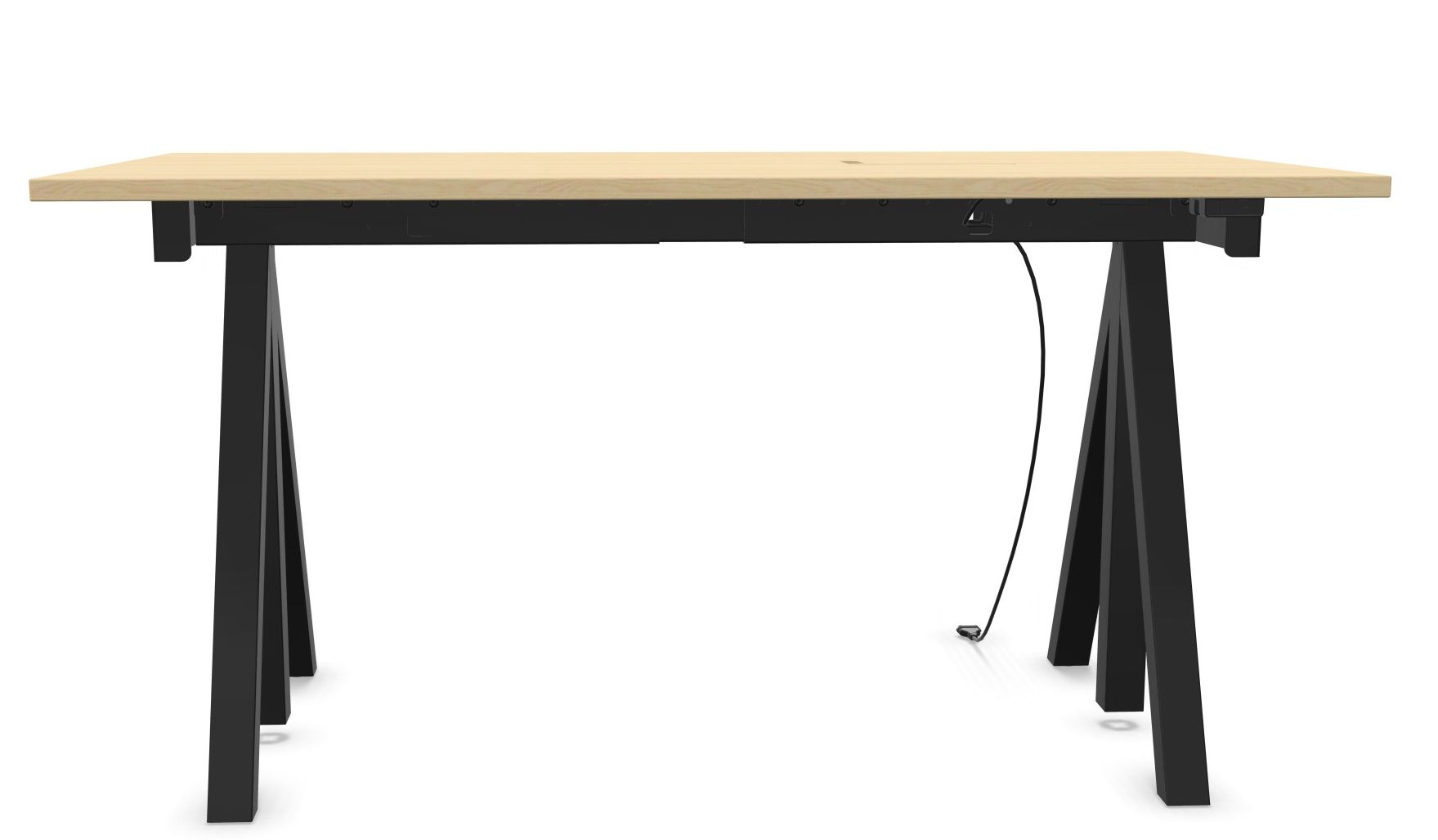 Wordesk Table Schreibtisch von String Furniture mit heller Tischplatte und schwarzem, modernem Gestell.