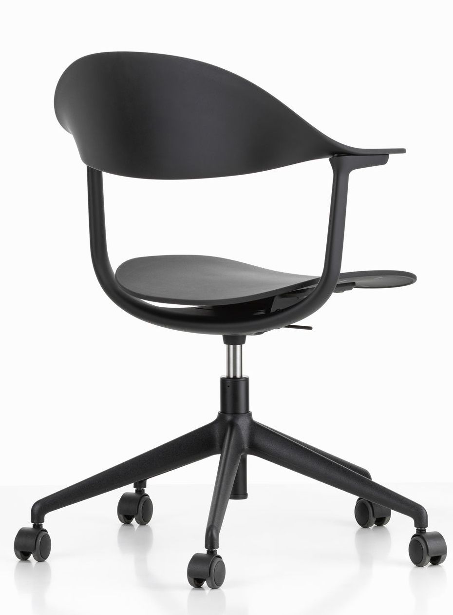 Schwarzer Mynt Bürodrehstuhl von Vitra mit Kunststoff-Sitz und Rückenlehne, ergonomisch und modern für das Büro.
