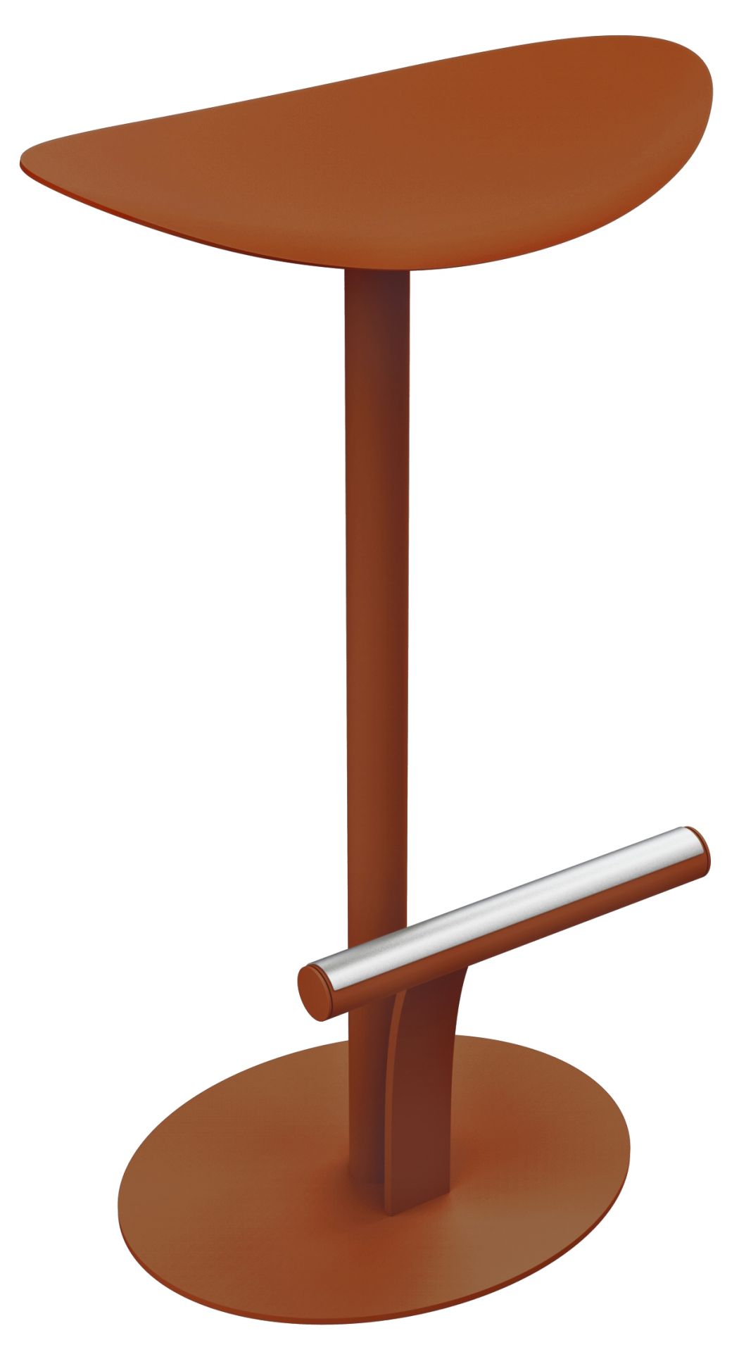 Bolder Hoher Hocker von Fermob in Terrakotta, moderner Barhocker für den Außenbereich mit Fußstütze.