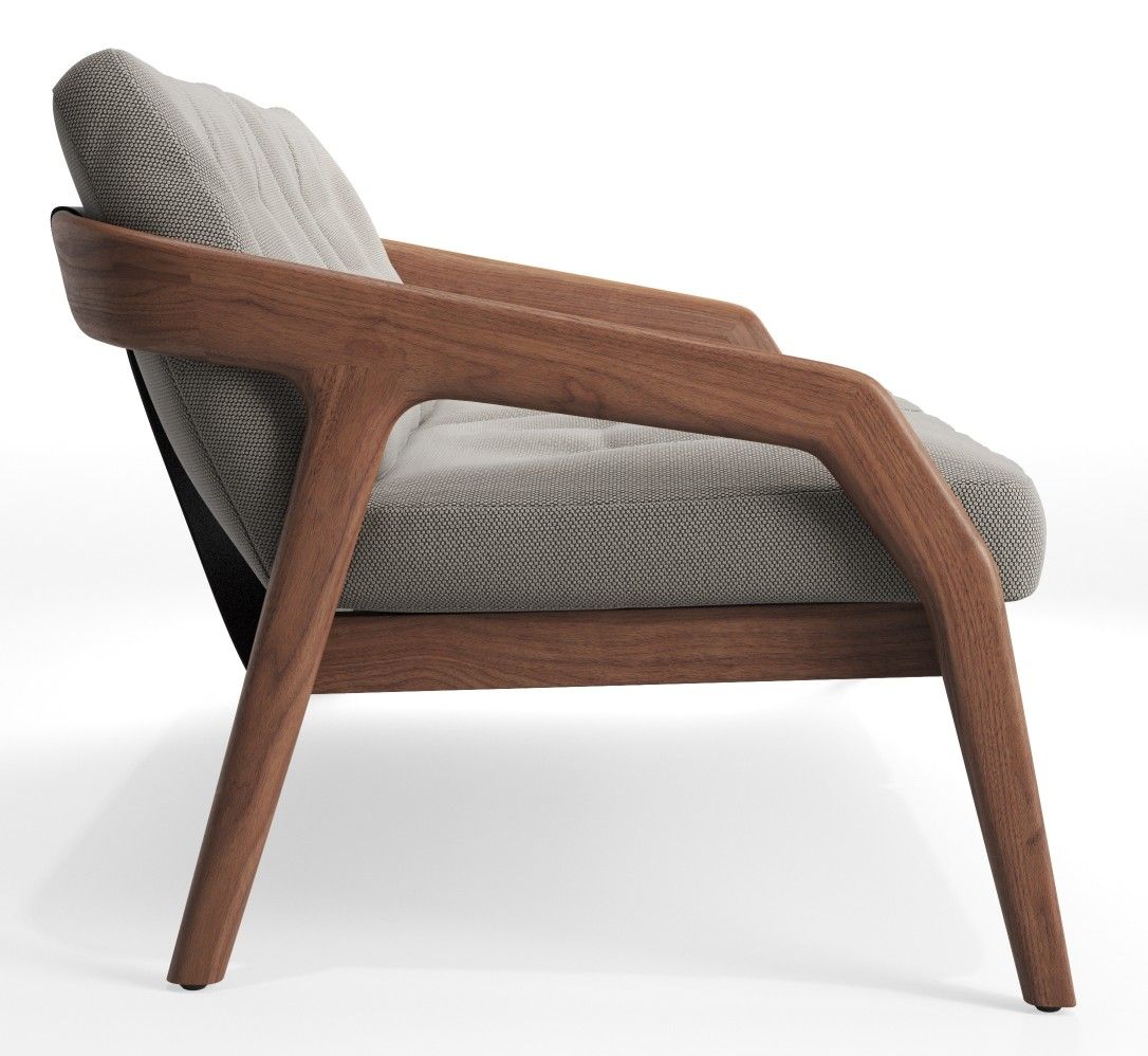 Friday 2 Sofa, ein graues 2-Sitzer Sofa mit Holzrahmen, modernes Design für Wohnzimmer und Wartebereiche.