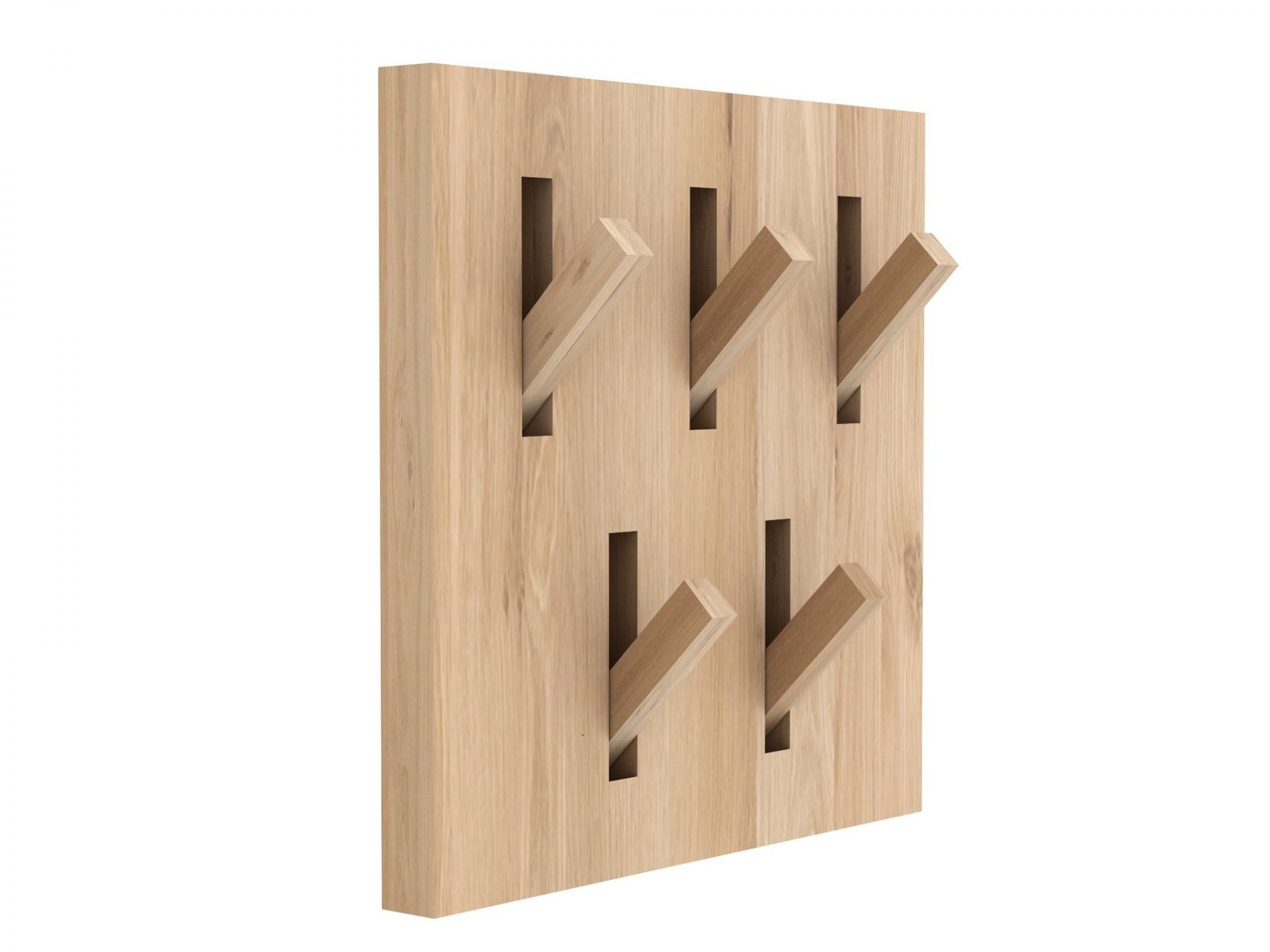 Ethnicraft Utilitile Garderobe aus Eiche mit sechs Klapphaken in modernem Design für Flur und Diele.