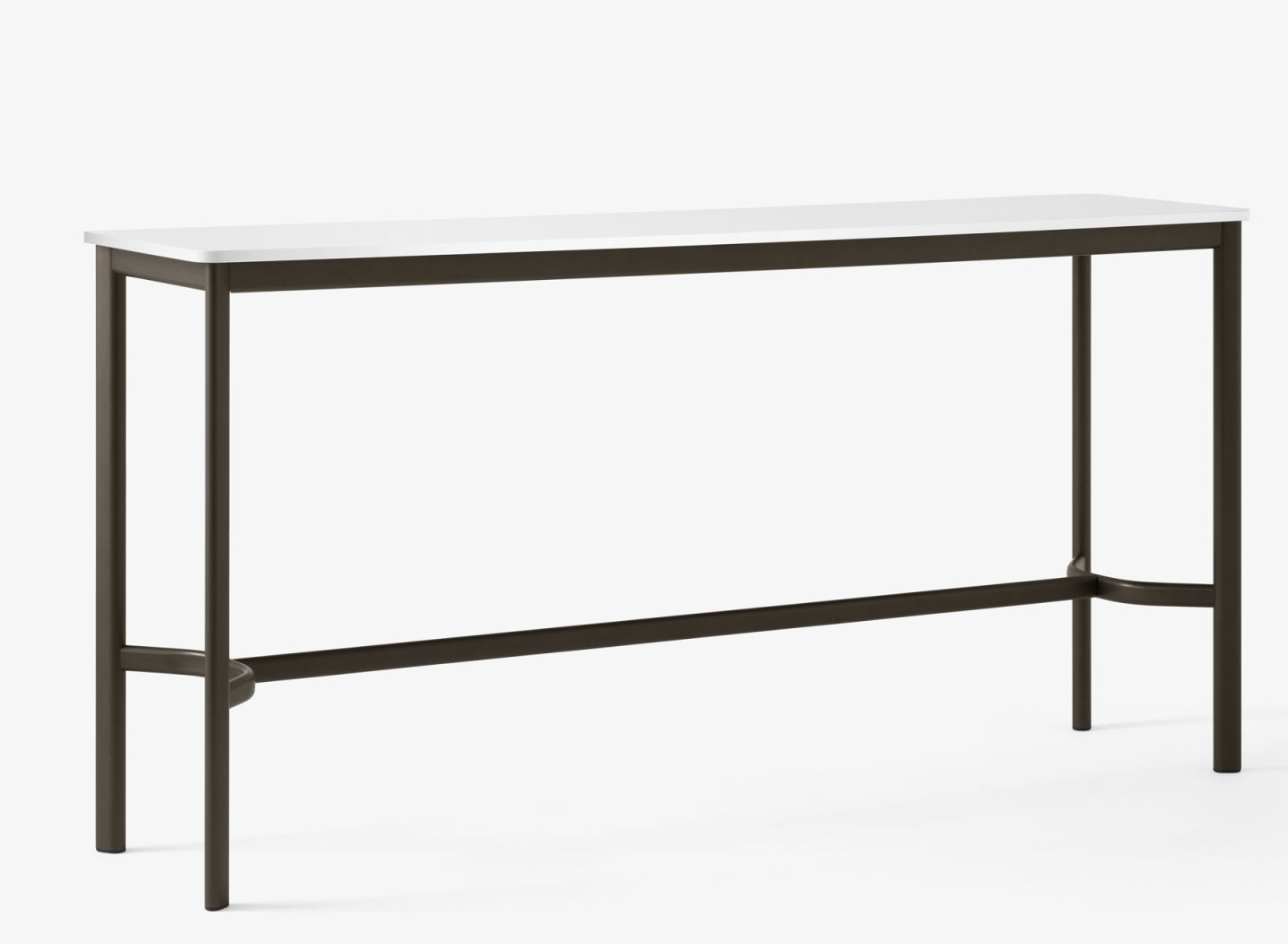 AndTradition Drip High Table: Moderner Stehtisch mit weißer Tischplatte und dunklem Metallgestell für Büro und Zuhause.