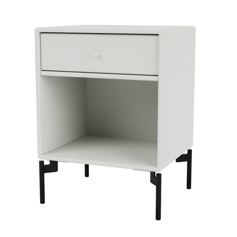 Weißer DREAM Nachttisch im Nordic Design mit Schublade und offenem Fach.