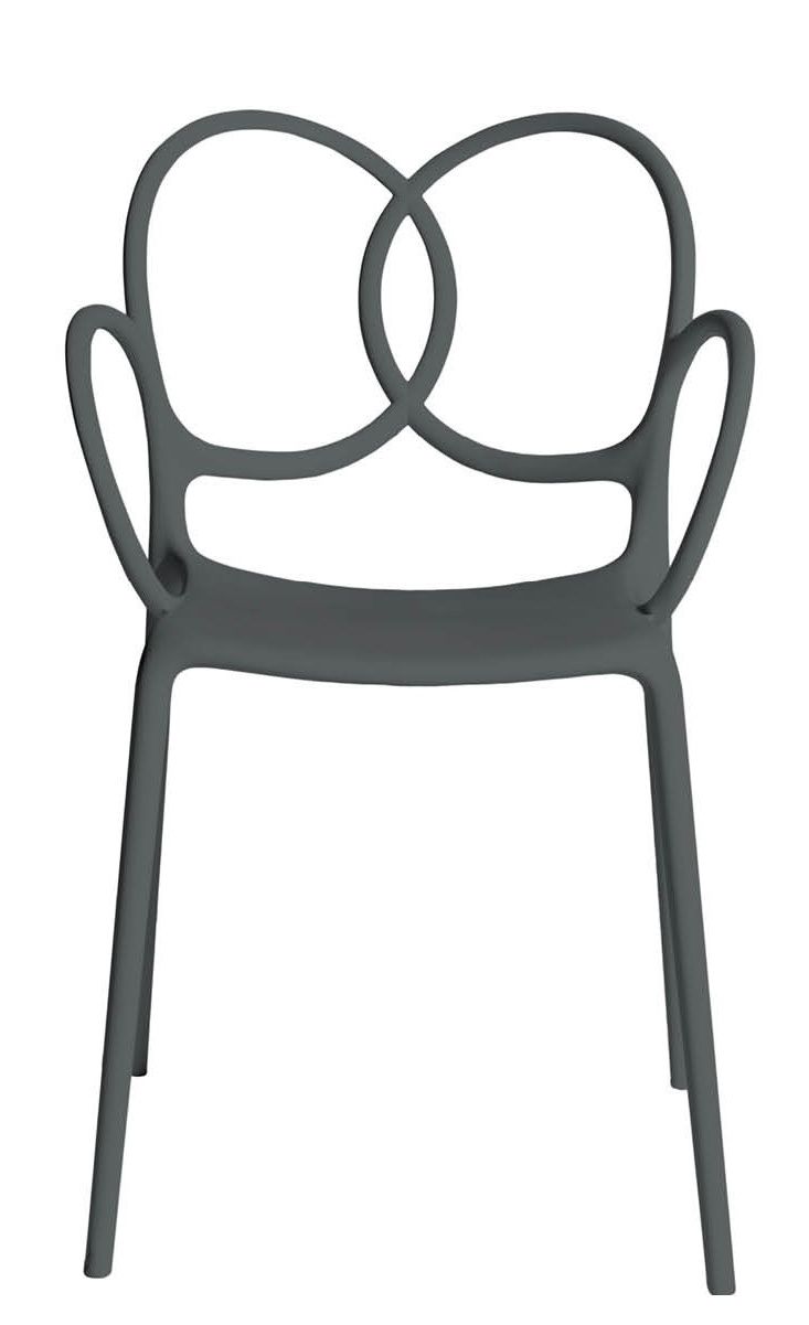 Grauer Sissi Armlehnstuhl von Driade für den Außenbereich, modernes Design mit geschwungenen Linien.