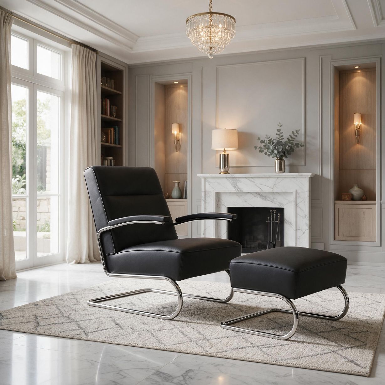 S 412 / S412 Thonet cantileverstoel met GRATIS voetenbankje
