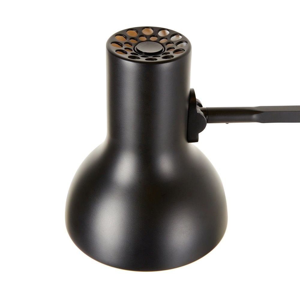 Detailaufnahme der schwarzen Anglepoise Type 75 Mini Tischleuchte Paul Smith Edition 5, modernes Design.
