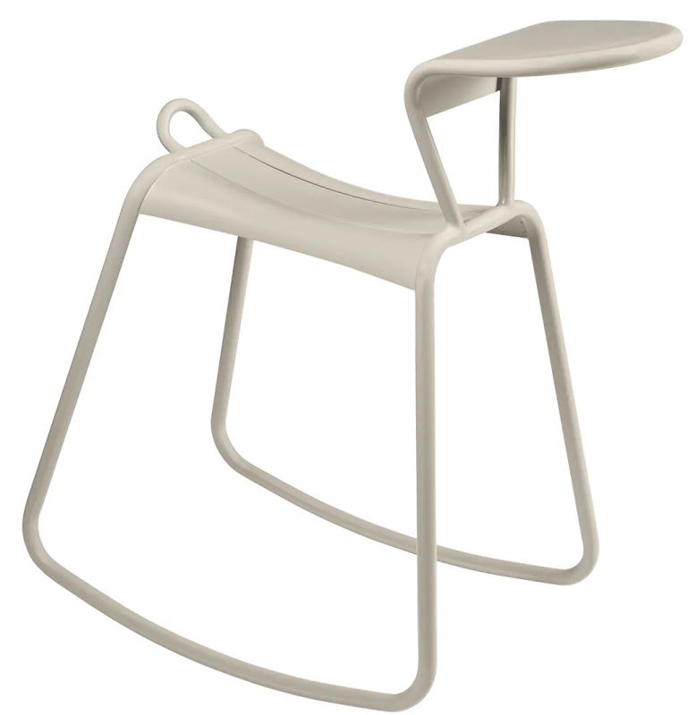 Adadesk Beistelltisch: Moderner, beiger Outdoor-Beistelltisch mit Wippfunktion und minimalistischem Design.