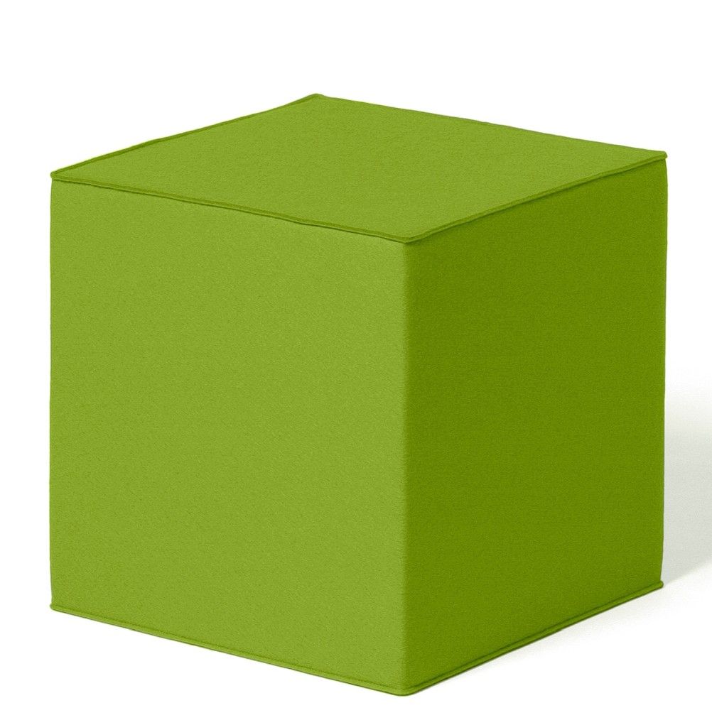 Grüner Quart Sitzwürfel von HEY-SIGN by BWF Group, moderner Sitzhocker aus Filz für Wohnzimmer.