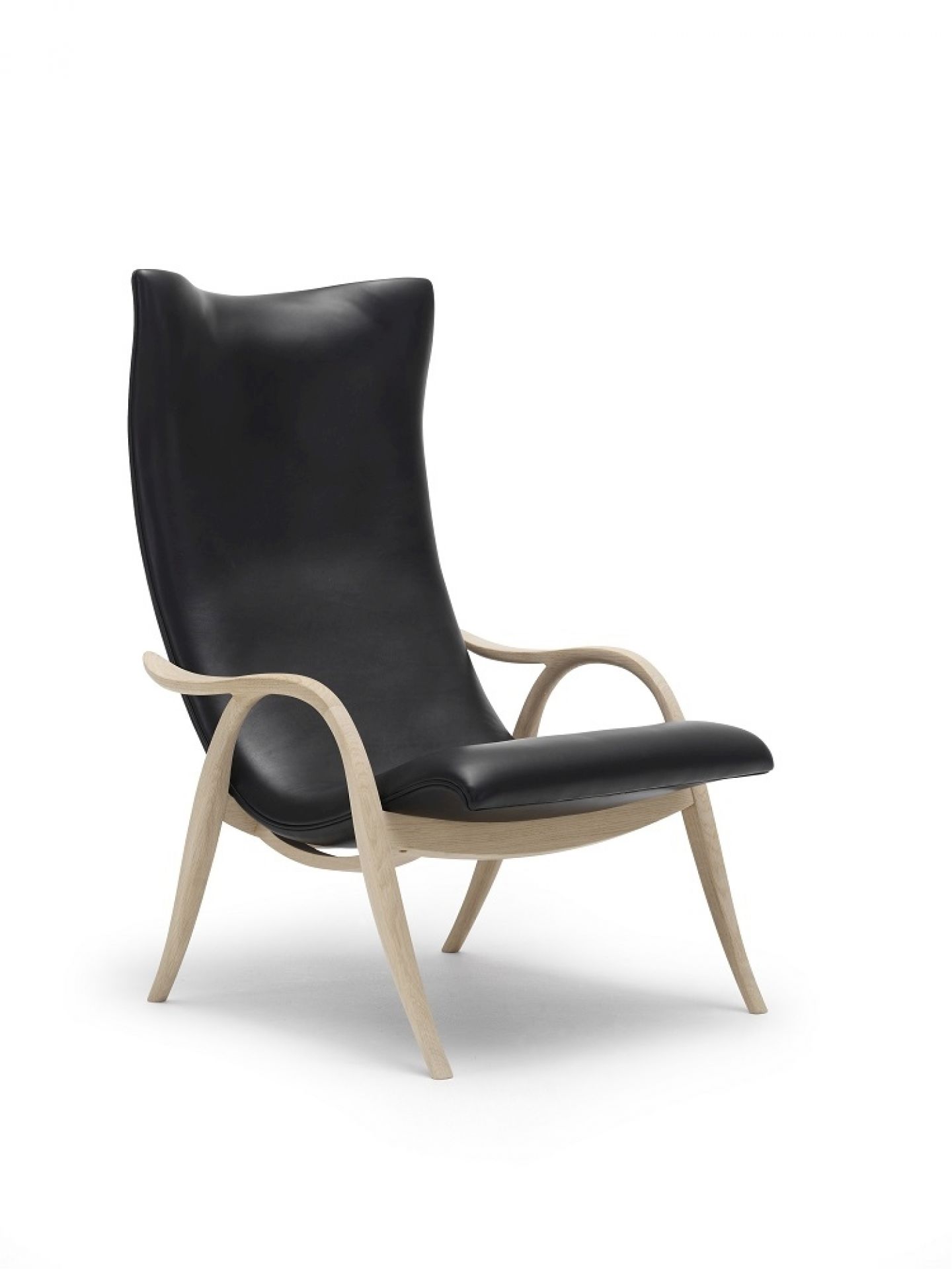 FH429 Signature Chair Sessel mit schwarzem Lederbezug und hellem Holzgestell von Carl Hansen & Søn.
