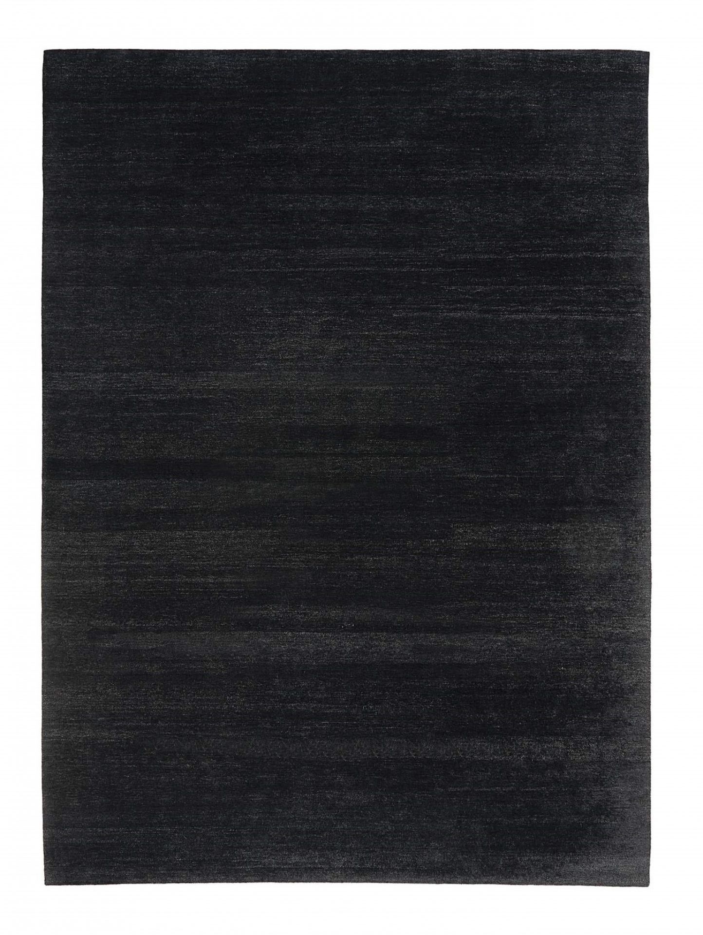 Legends of Carpets Teppich Walter Knoll, quadratisch, schwarzer Wollteppich, Detailaufnahme für Wohnzimmer und Schlafzimmer.