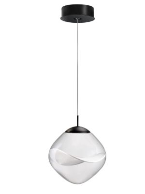 Aether Pendelleuchte in Schwarz mit transparentem Glasschirm und DALI-Steuerung für moderne Innenbeleuchtung.