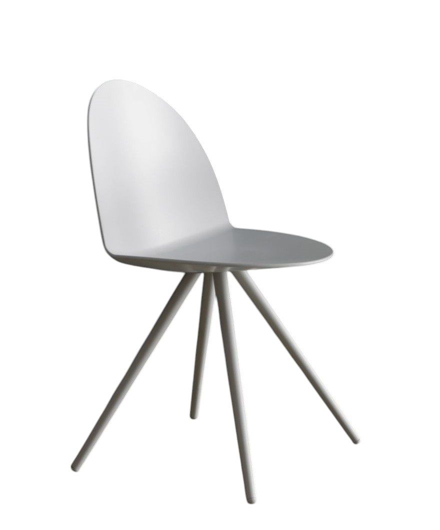 Weißer Camel Stuhl von Segis mit drei Beinen, moderner Designstuhl für Esszimmer und Wohnbereich.