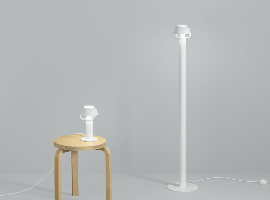 Artek Kori Tischleuchte und Stehleuchte in Weiß, modernes Design für Wohnzimmer und Schlafzimmer.