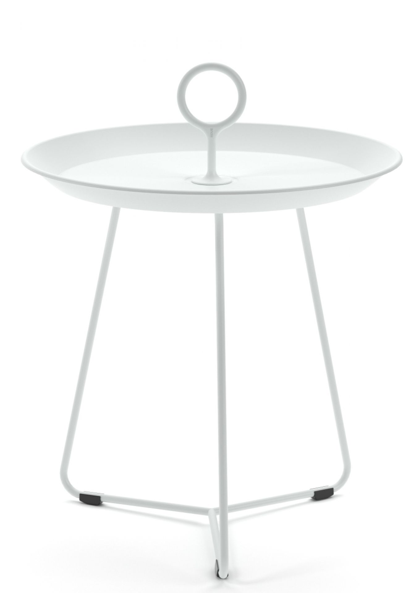 Weißer Eyelet Beistelltisch von Houe, ideal für drinnen und draußen, mit praktischem Griff.