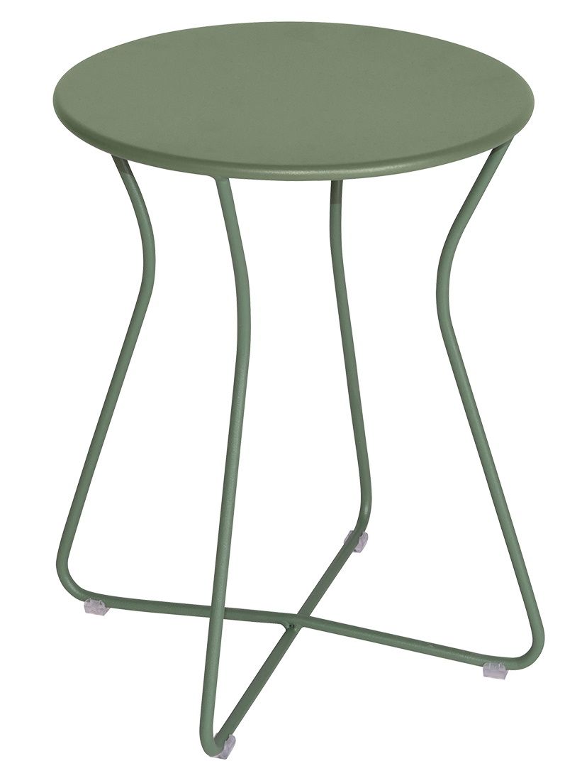 Cocotte Hocker von Fermob für den Außenbereich, aus Metall in der Farbe Olivegrün.