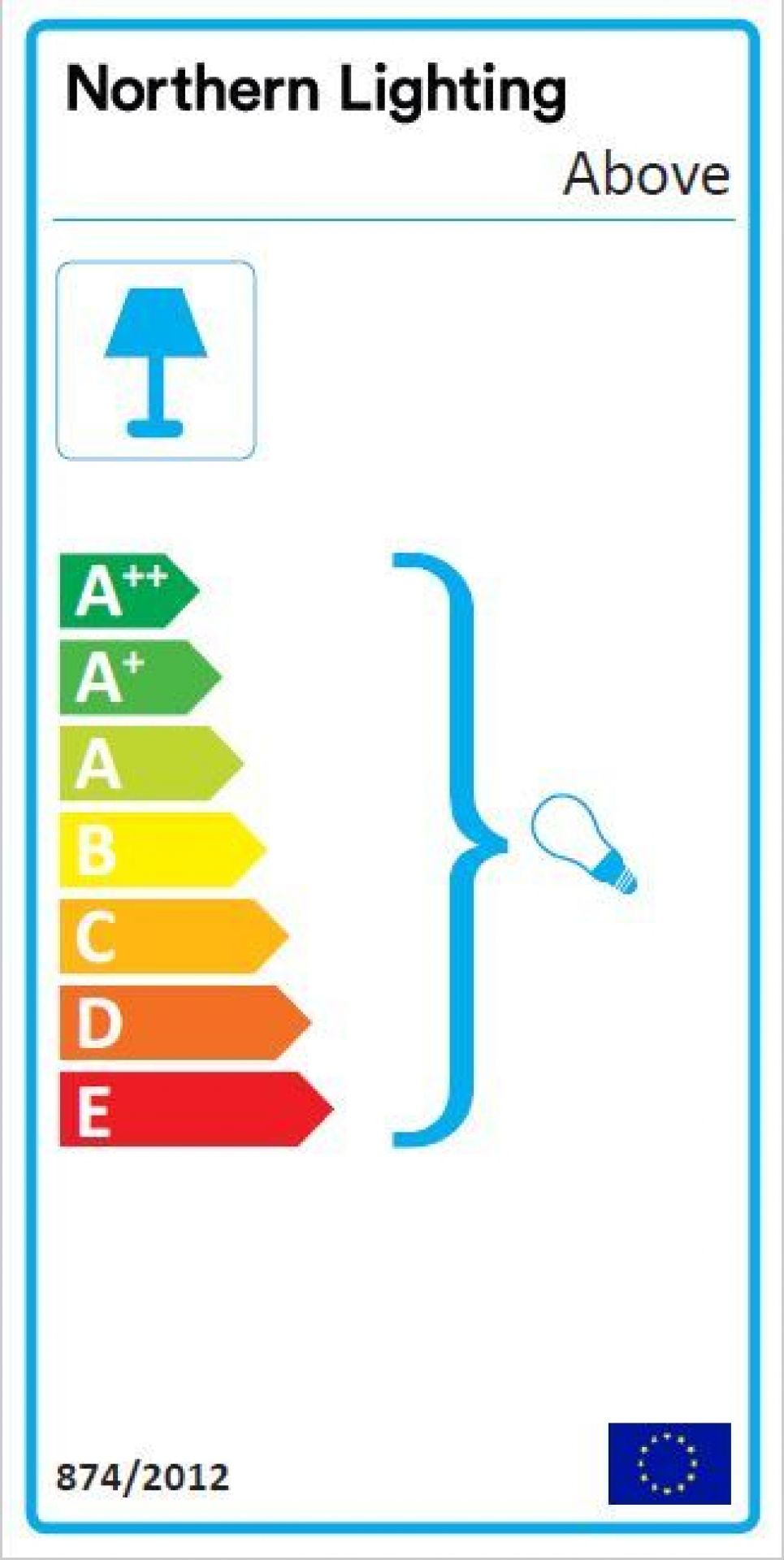 Energielabel für Northern Lighting Over Me Wand- und Deckenleuchte mit Energieeffizienzklasse.