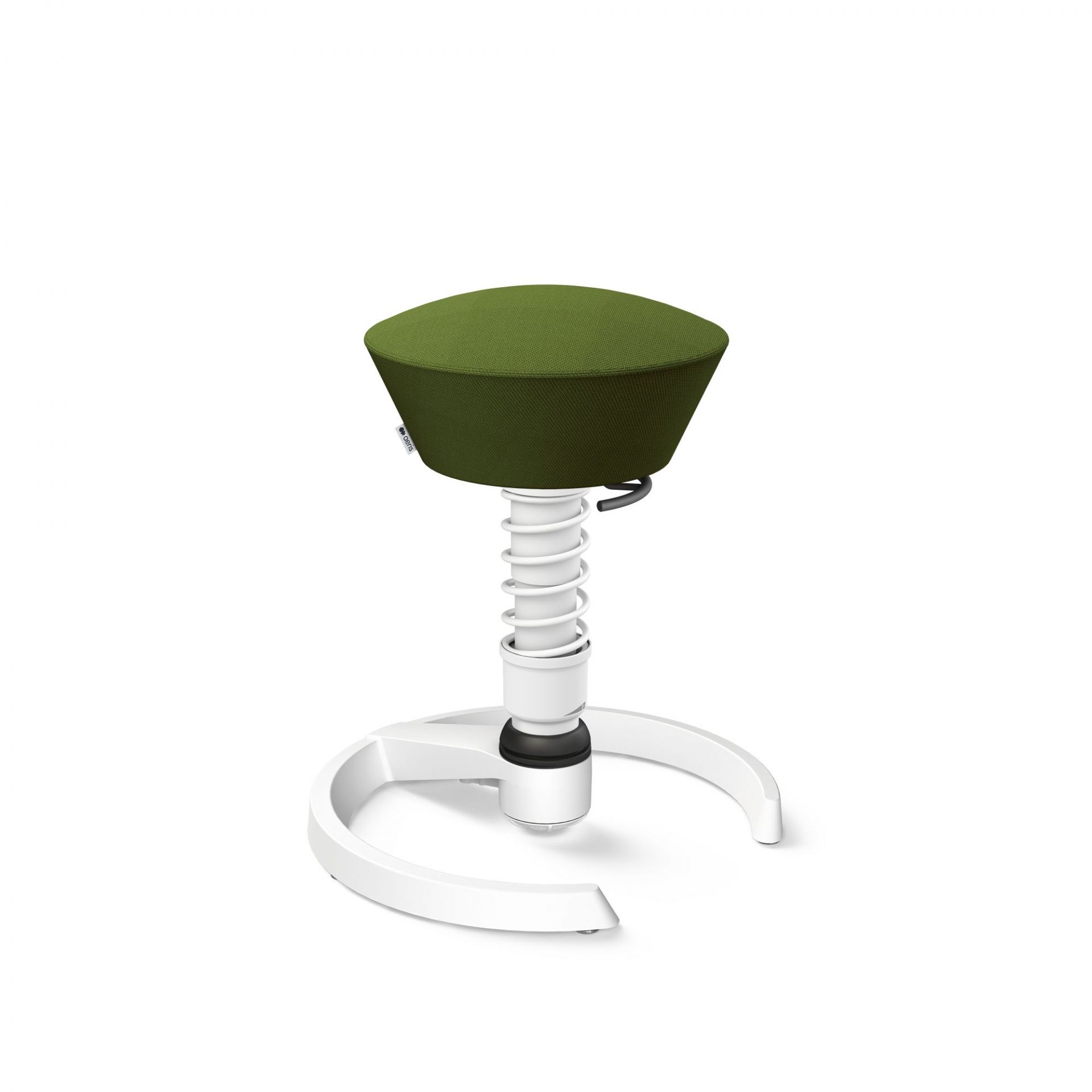 Aeris Swopper Bürostuhl in Grün mit weißem Fußkreuz, ergonomischer Hocker für dynamisches Sitzen.