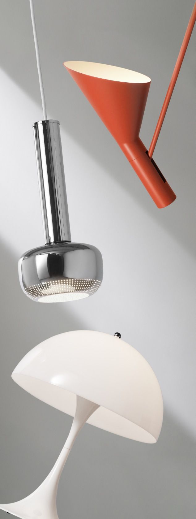 Panthella 250 Portable LED-Tischleuchte von Louis Poulsen in Opal und Orange. Akku-Lampe für Innen und Außen.