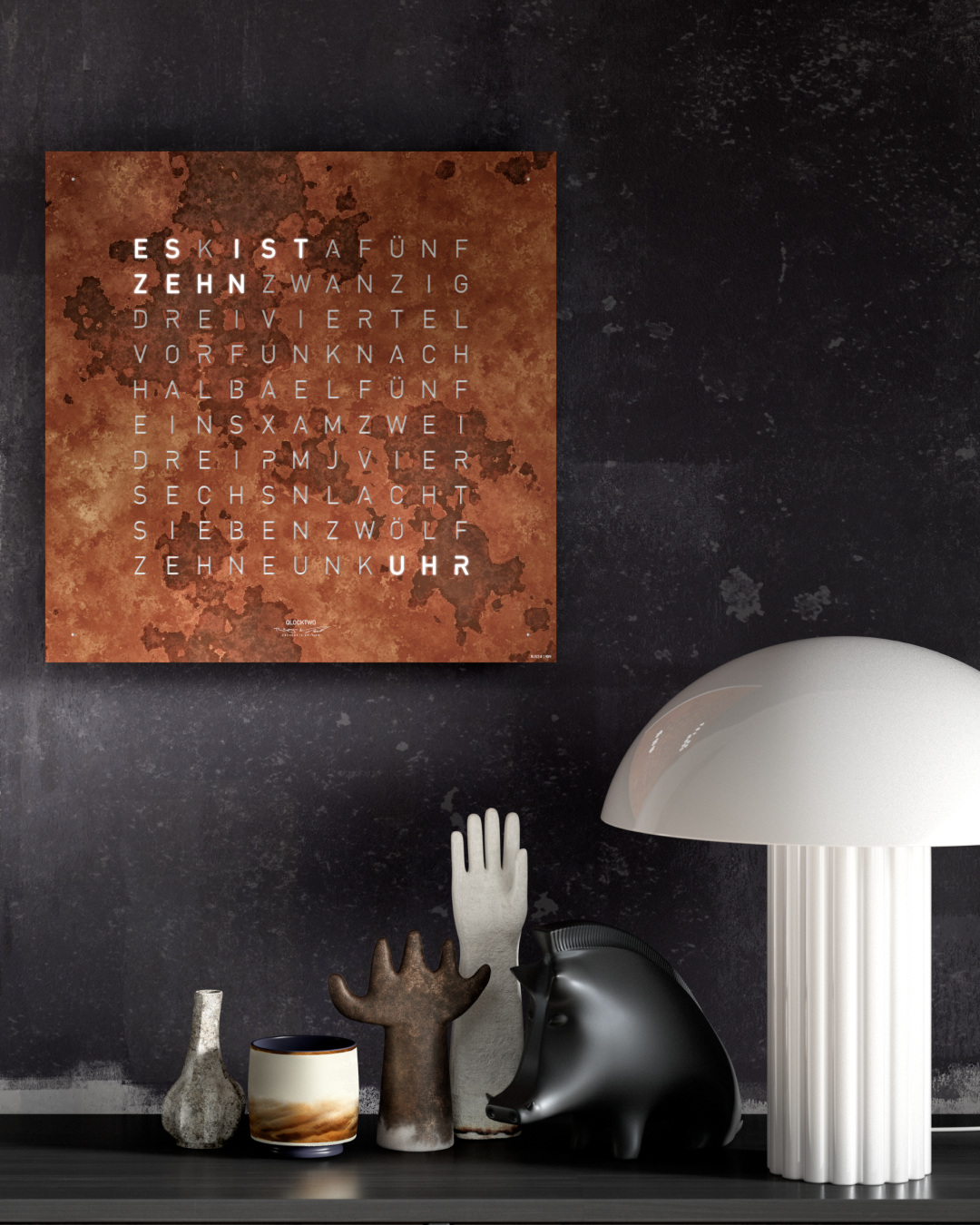 Earth 45 Creator's Edition wandklok / Tijdsobject Engels QLOCKTWO