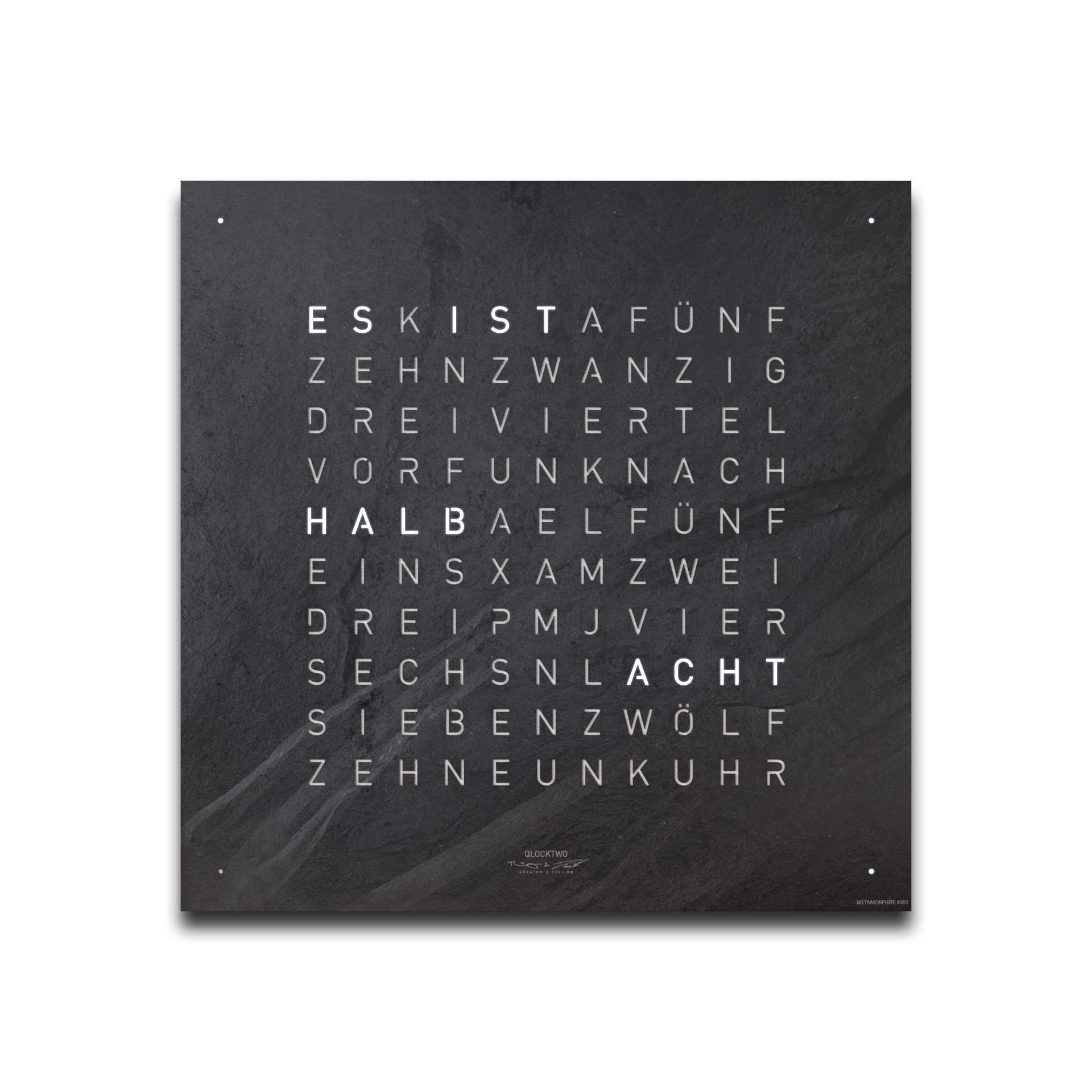 Voorpagina voor Earth 45 wandklok QLOCKTWO